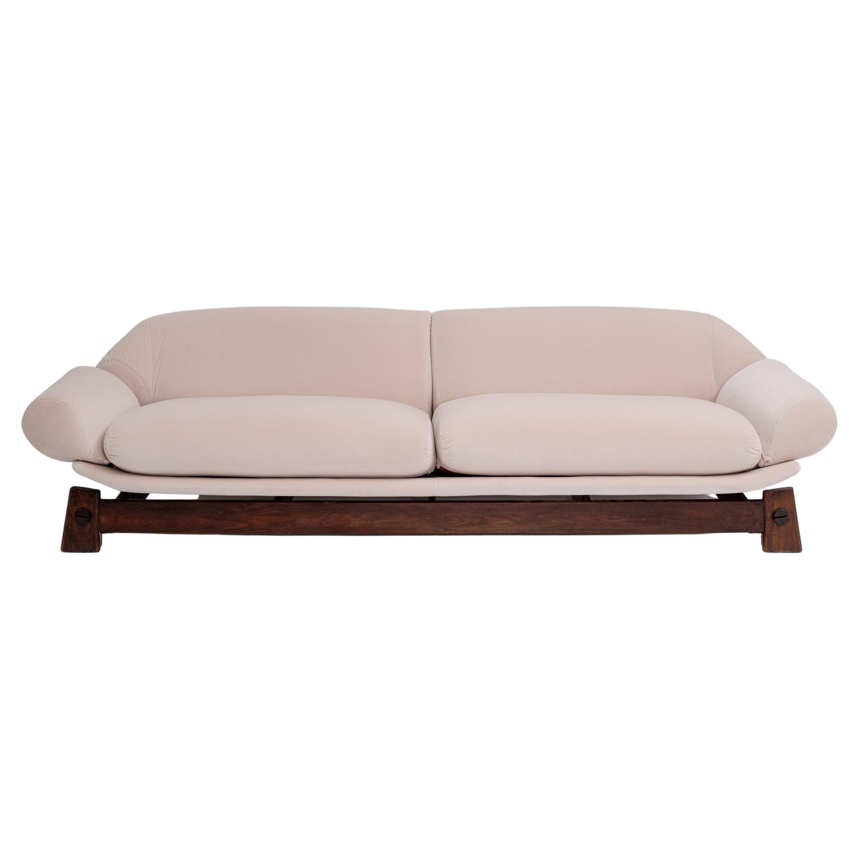 Rare Sofa by Móveis Cimo 1960s Brazil Off-White Velvet For Sale