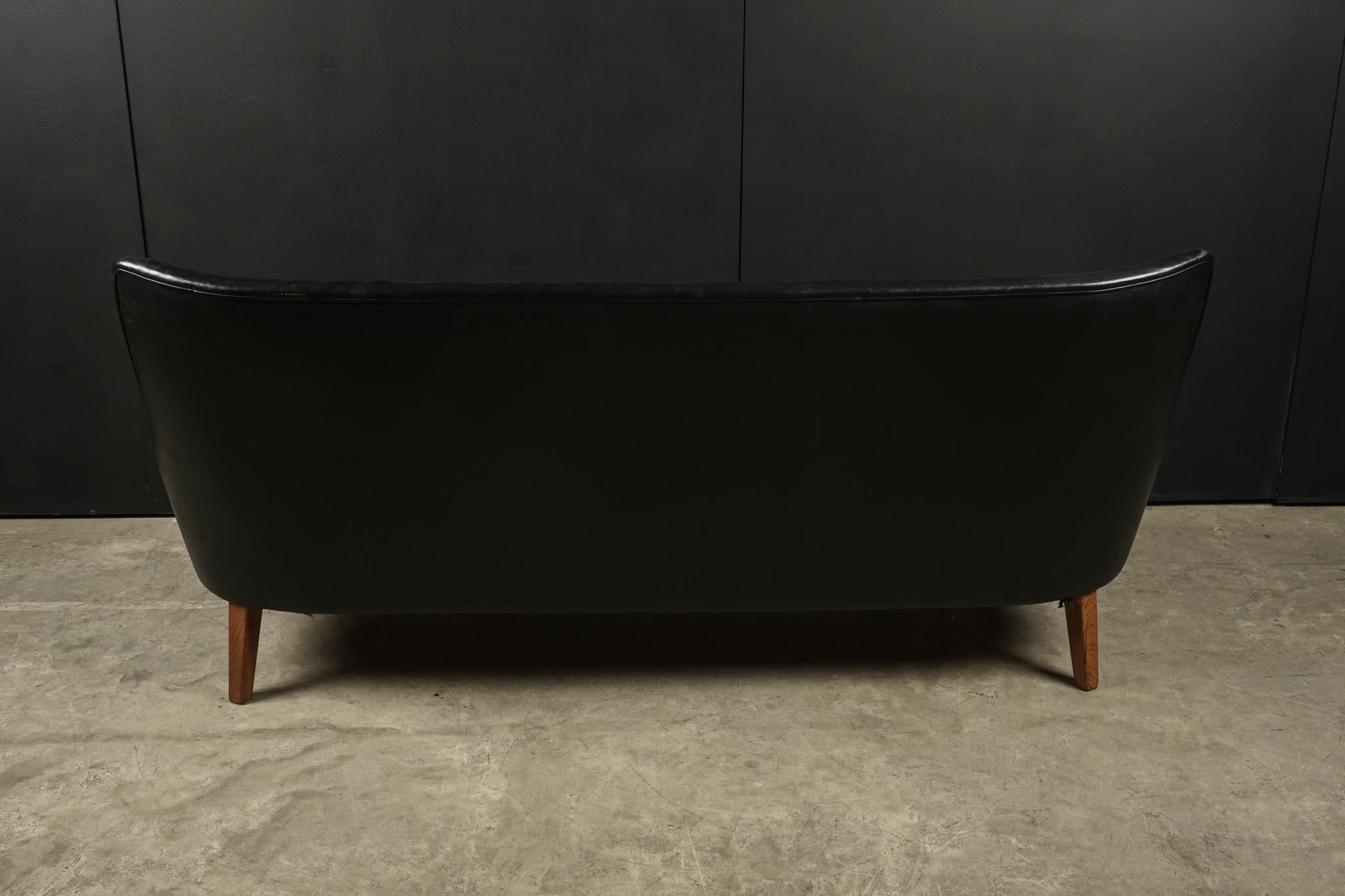 Mid-20th Century Rare Midcentury Leather Sofa Designed by Arne Vodder, Denmark, circa 1960 For Sale