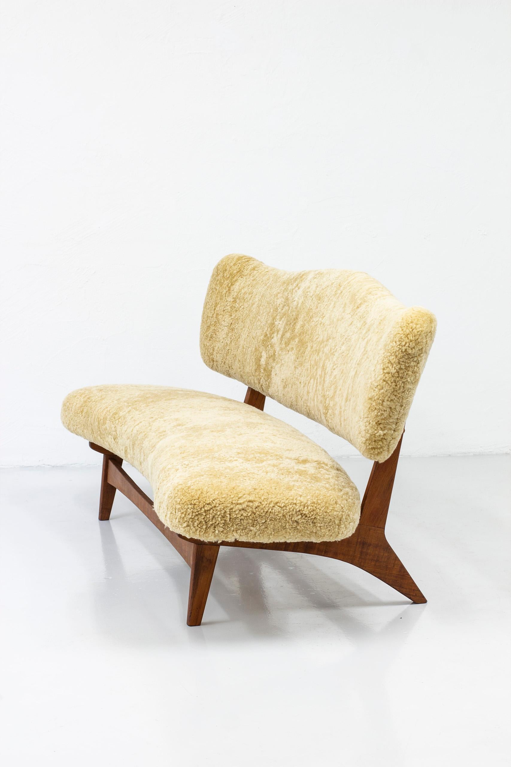 Rare Sofa in Sheep Skin by Sigurd Resell for Rastad & Relling, Norway, 1950s 2