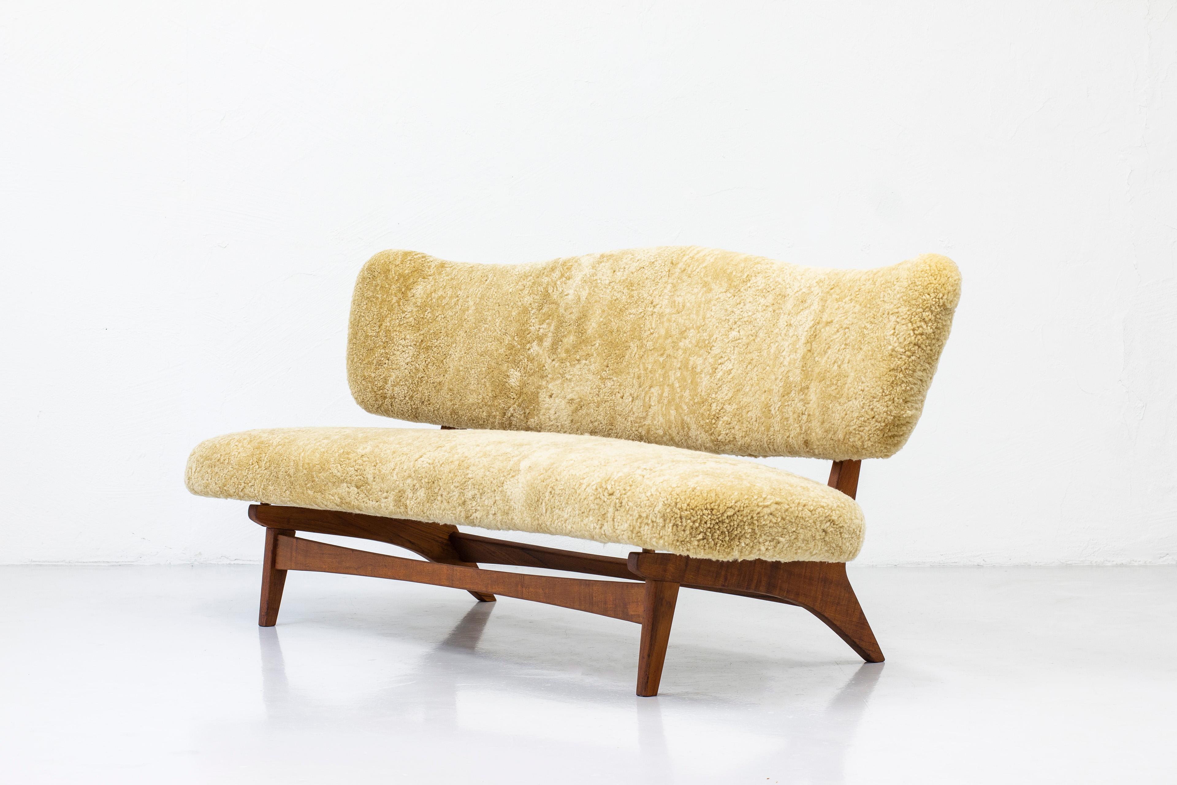 Rare Sofa in Sheep Skin by Sigurd Resell for Rastad & Relling, Norway, 1950s 5