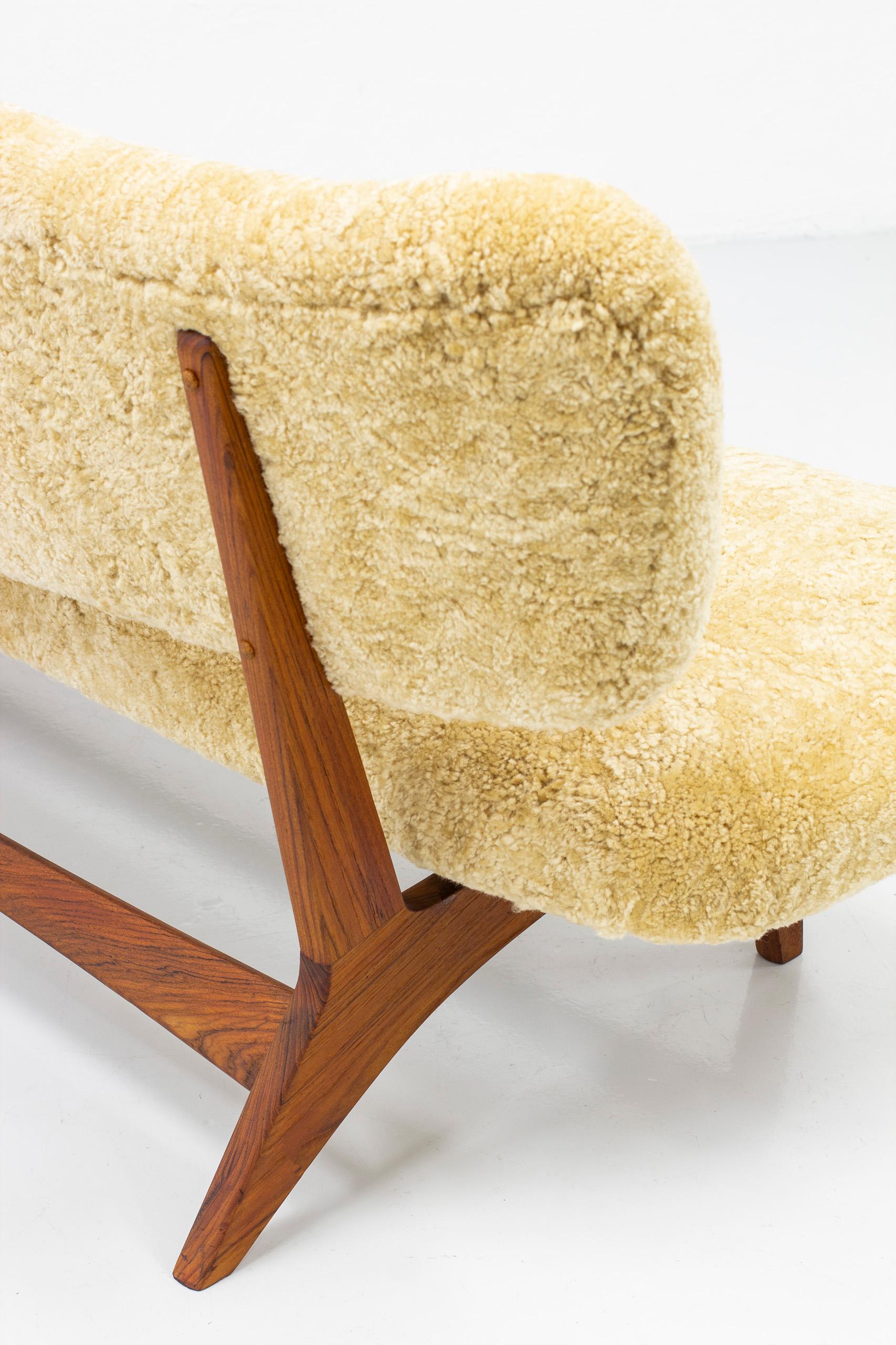 Swedish Rare Sofa in Sheep Skin by Sigurd Resell for Rastad & Relling, Norway, 1950s