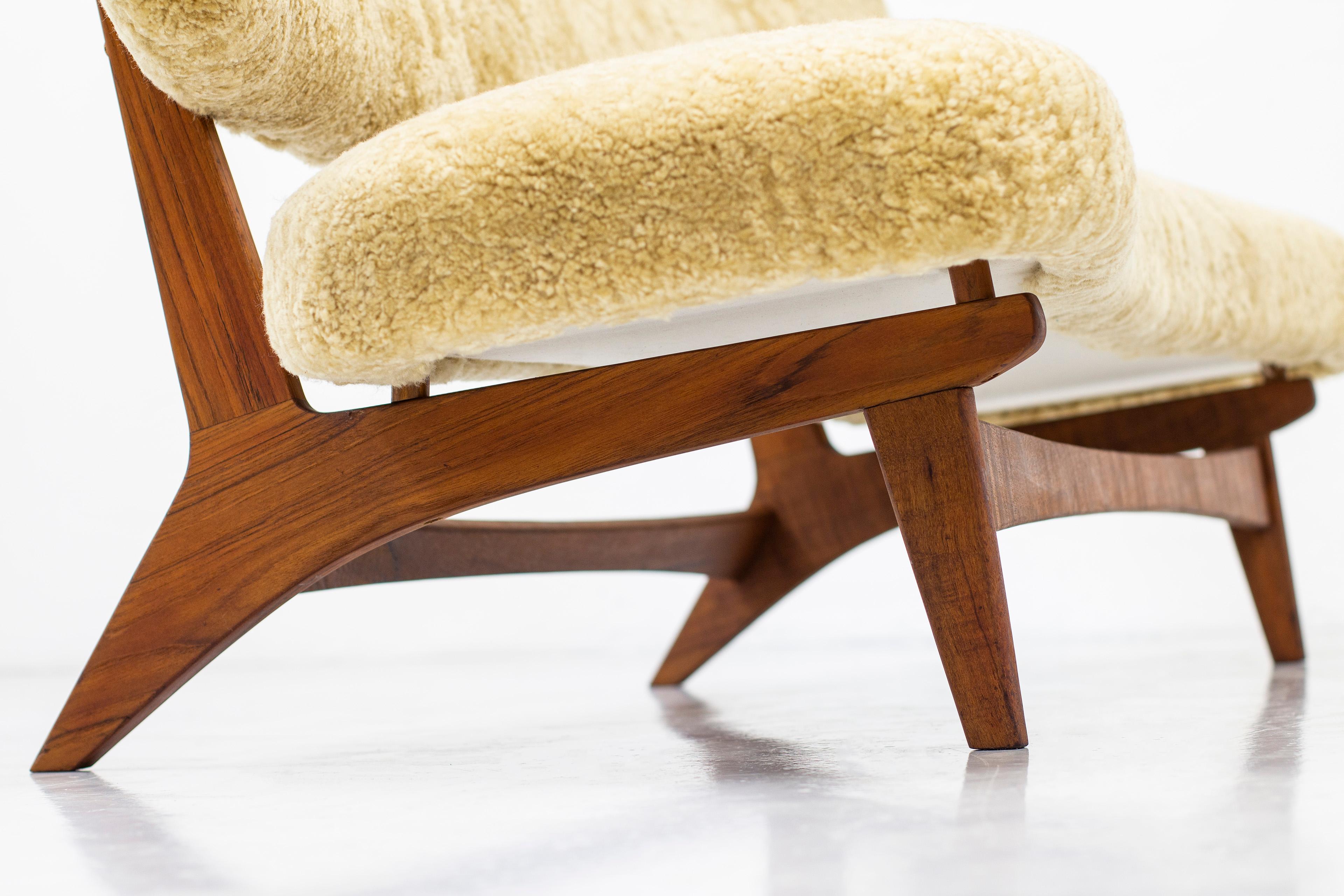 Sheepskin Rare Sofa in Sheep Skin by Sigurd Resell for Rastad & Relling, Norway, 1950s