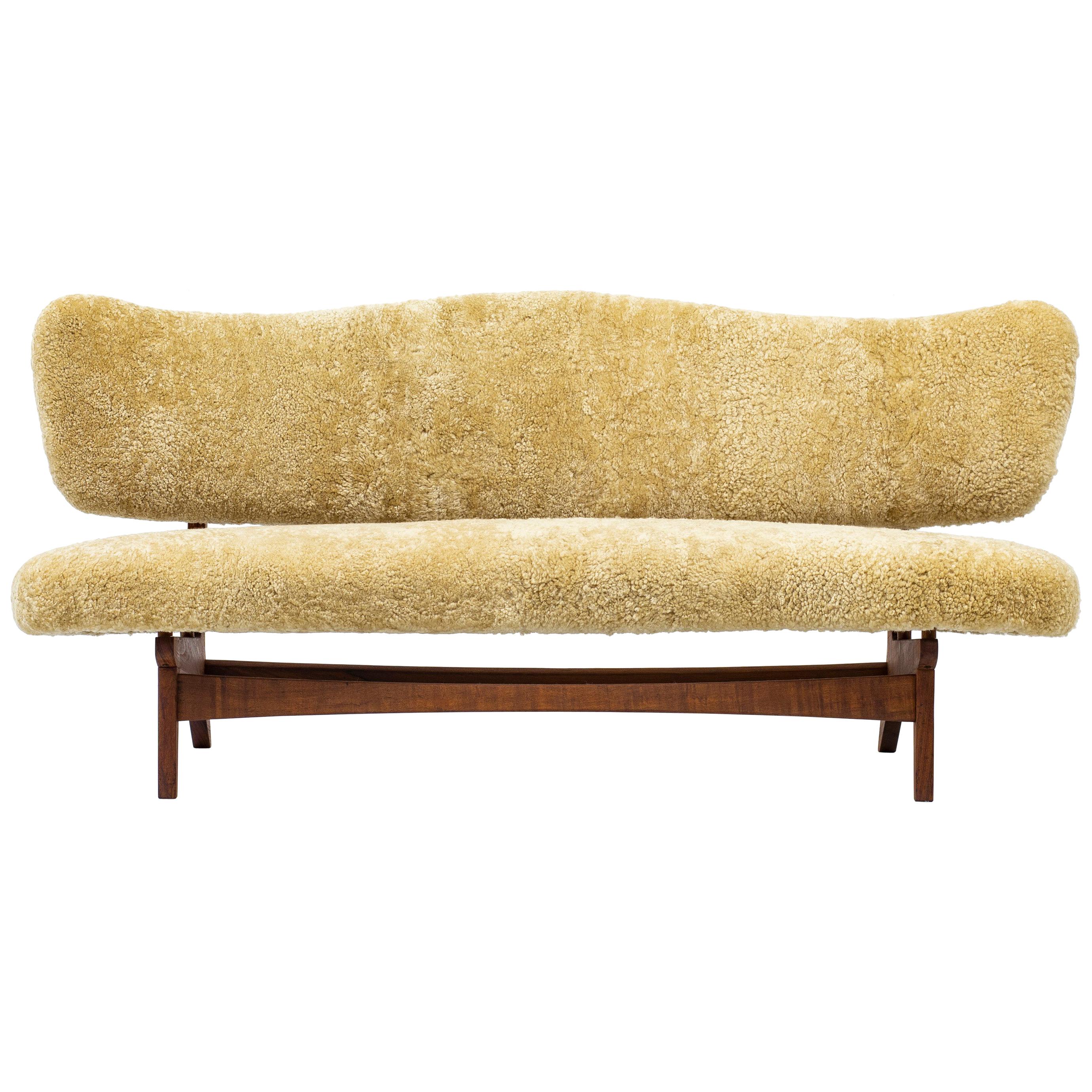 Rare Sofa in Sheep Skin by Sigurd Resell for Rastad & Relling, Norway, 1950s