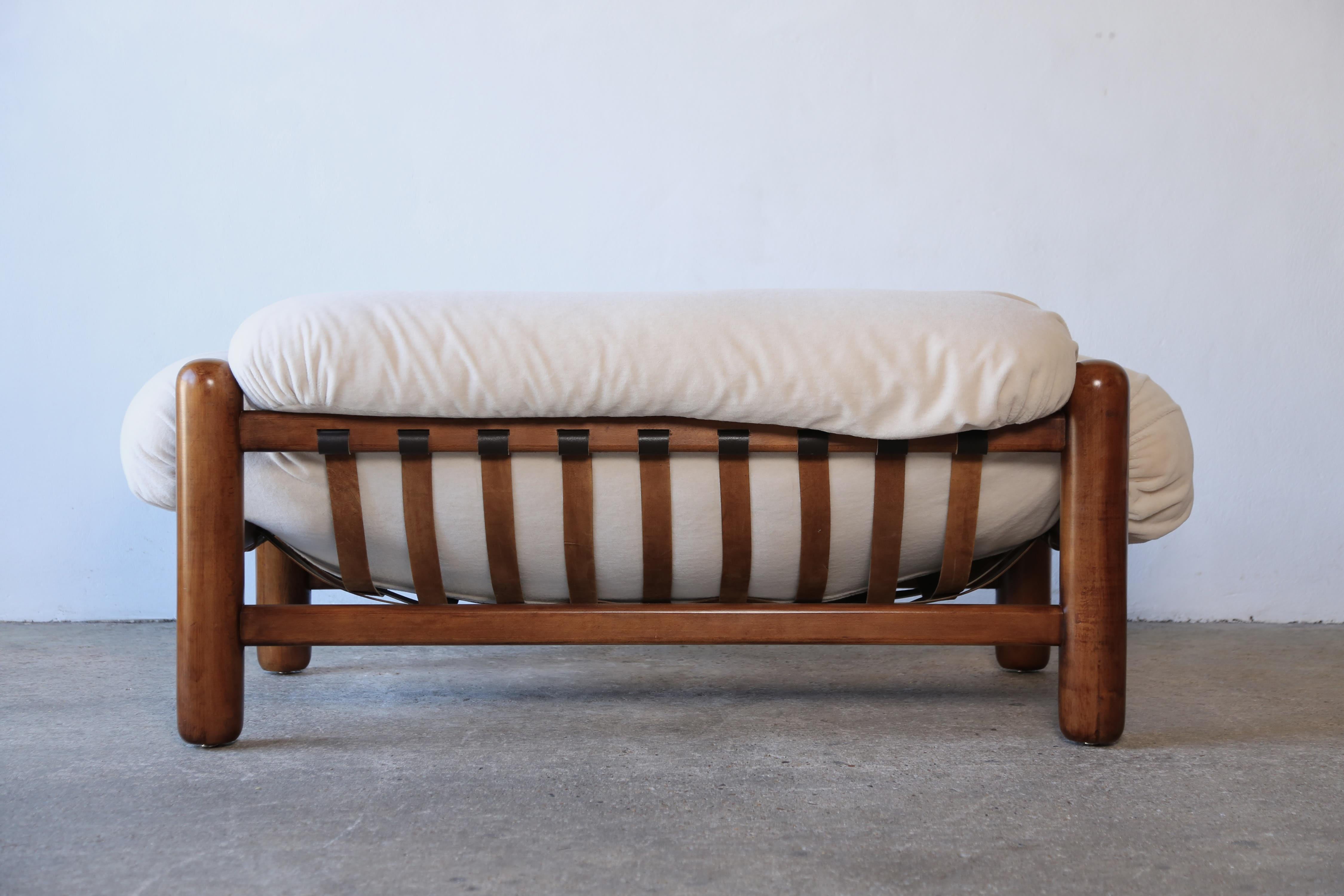 Rare Sofa, Italy, 1970s, Newly Upholstered in Pure Alpaca  For Sale 3