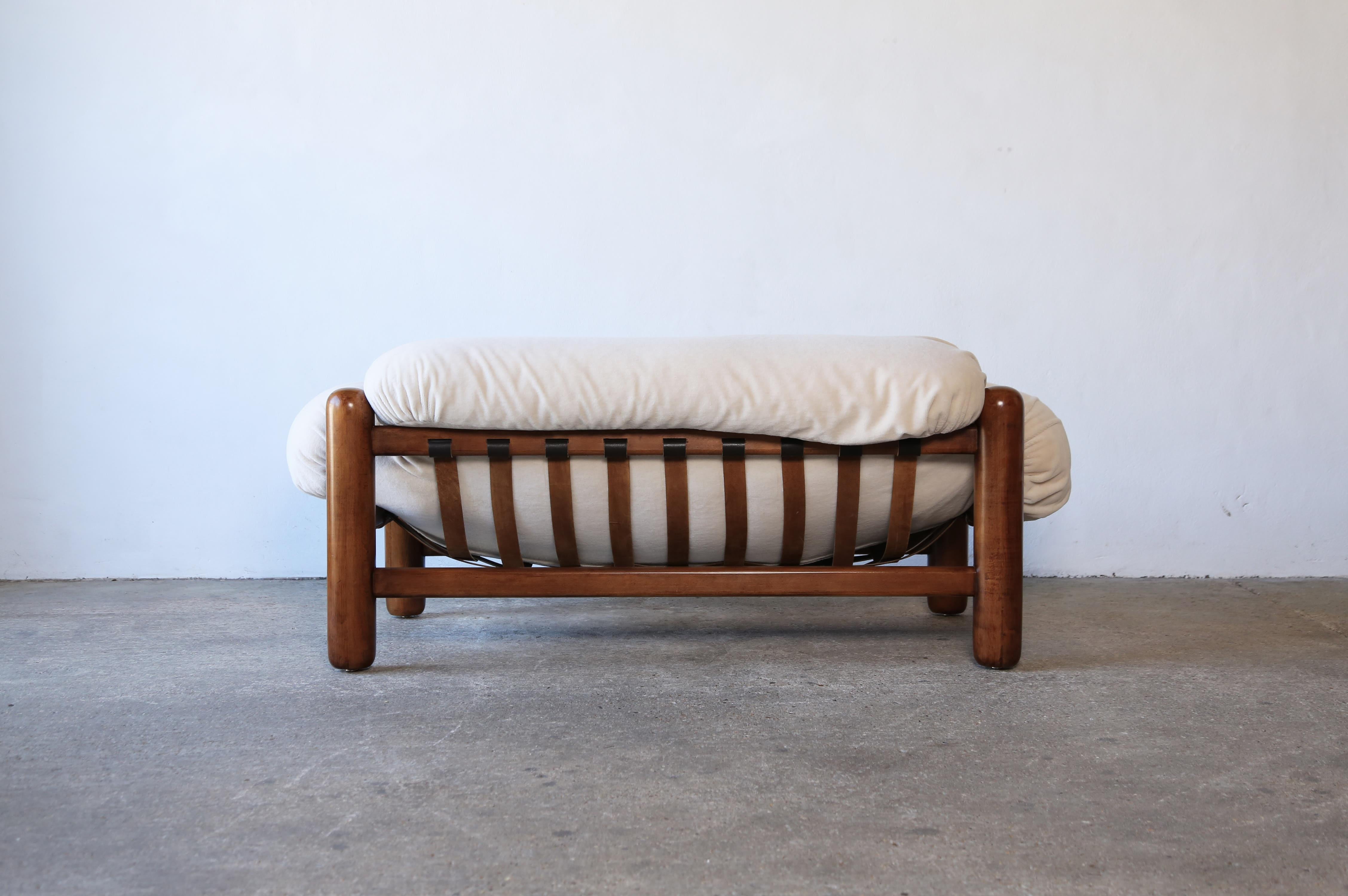 Rare Sofa, Italy, 1970s, Newly Upholstered in Pure Alpaca  For Sale 1