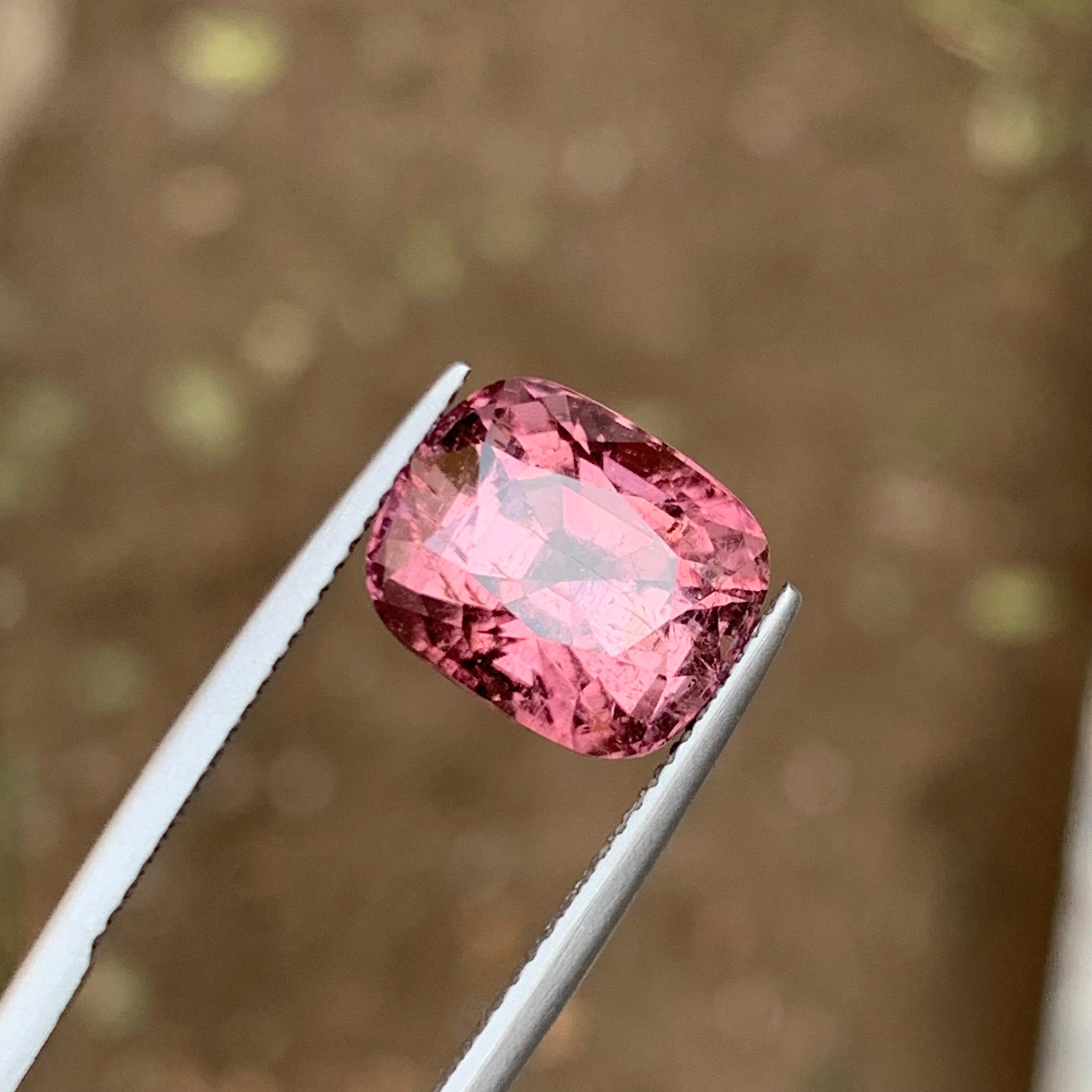 Rare Soft Pink Natural Tourmaline Gemstone, 7.50 Ct Cushion Cut for Ring/Pendant For Sale 3