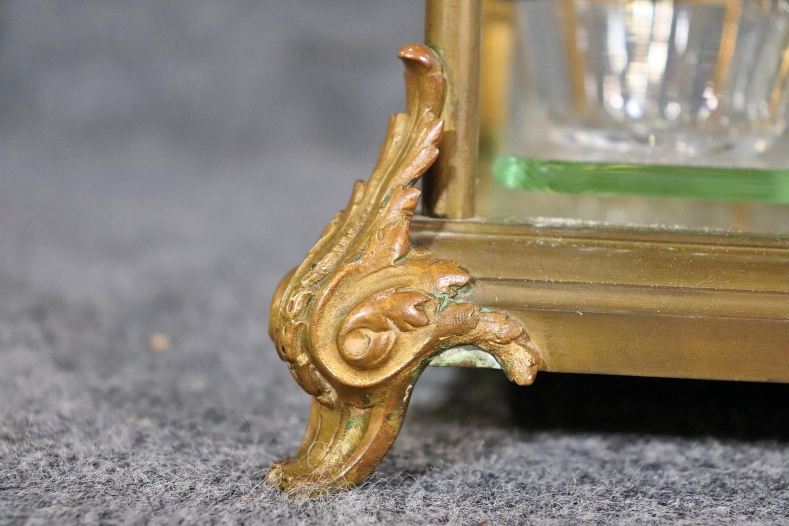 Rare Solid Bronze Etched Glass Regency Tantatlus Set Circa 1900  3