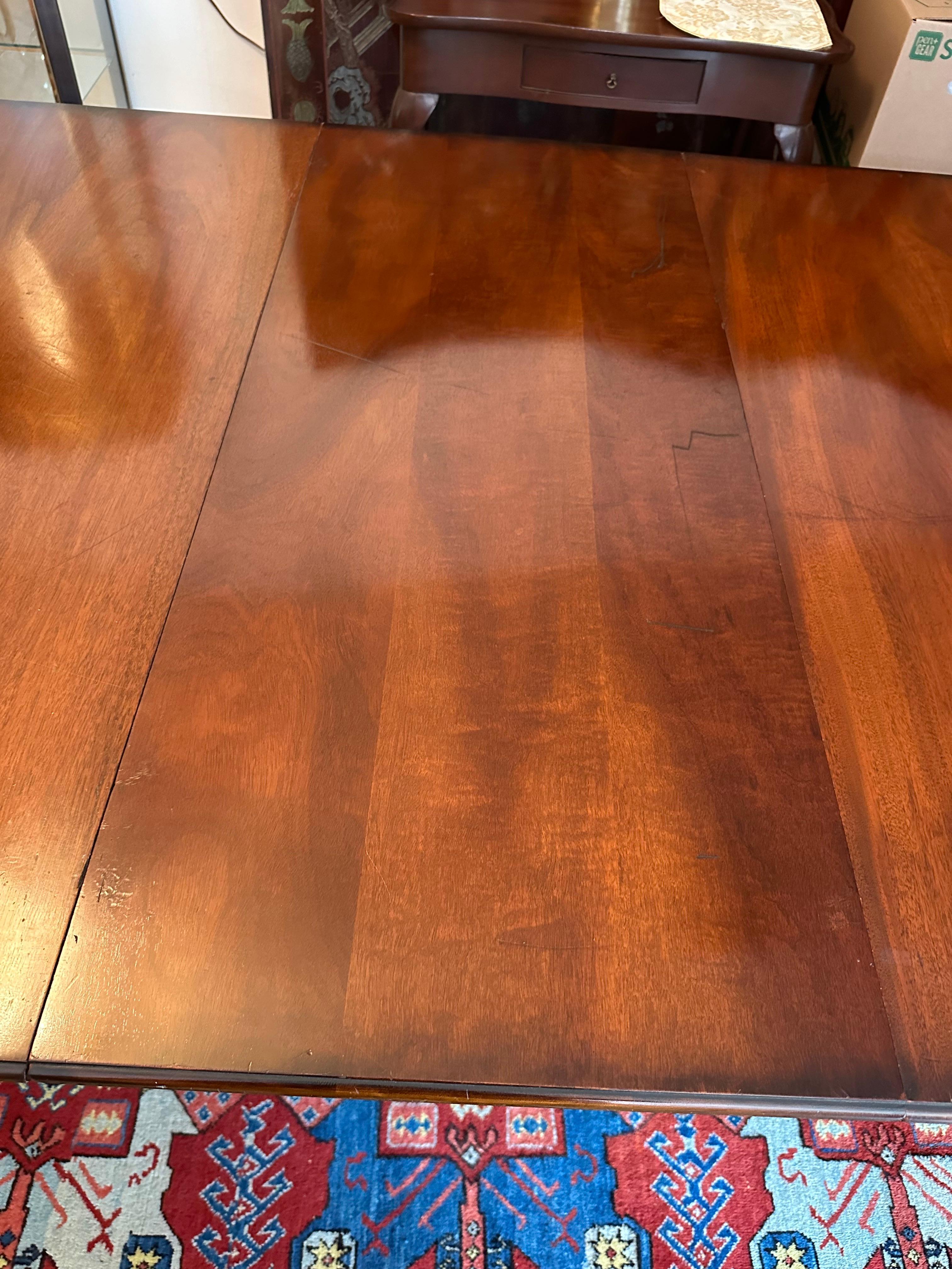 Rare Solid Mahogany Kittinger Chippendale Dining Table with Two Leaves 7