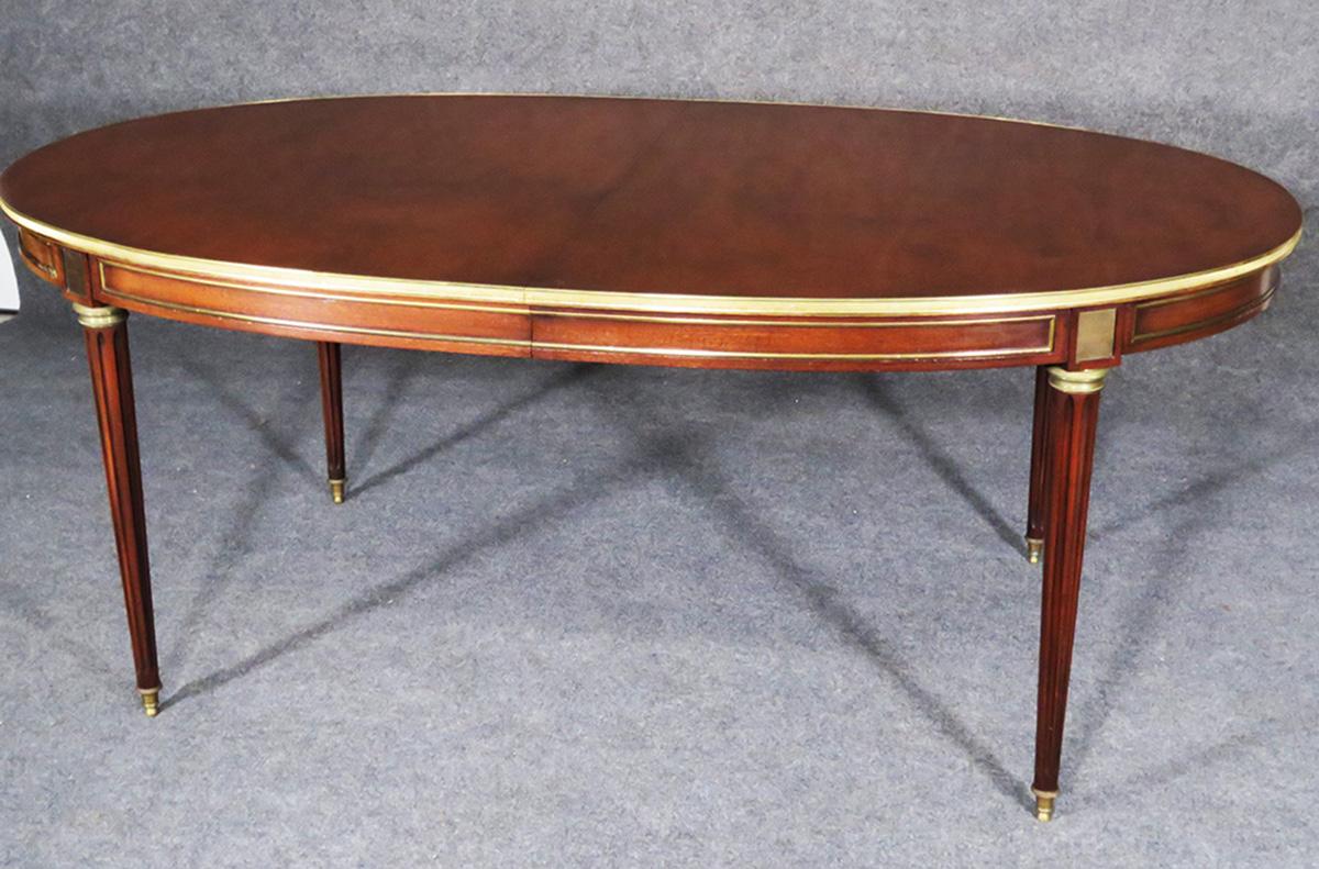 Rare Solid Mahogany Signed Maison Jansen Louis XVI Bronze Ormolu Dining Table 3
