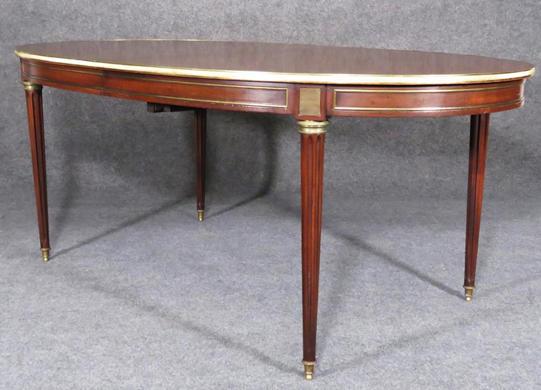 Rare Solid Mahogany Signed Maison Jansen Louis XVI Bronze Ormolu Dining Table 4