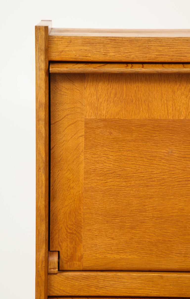 solid oak cabinet doors on Rare Solid Oak Cabinet And Desk By Guillerme Et Chambron France 1960s For Sale At 1stdibs