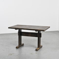 Rare Solid Pine Dining Table, Les Arcs, France circa 1970