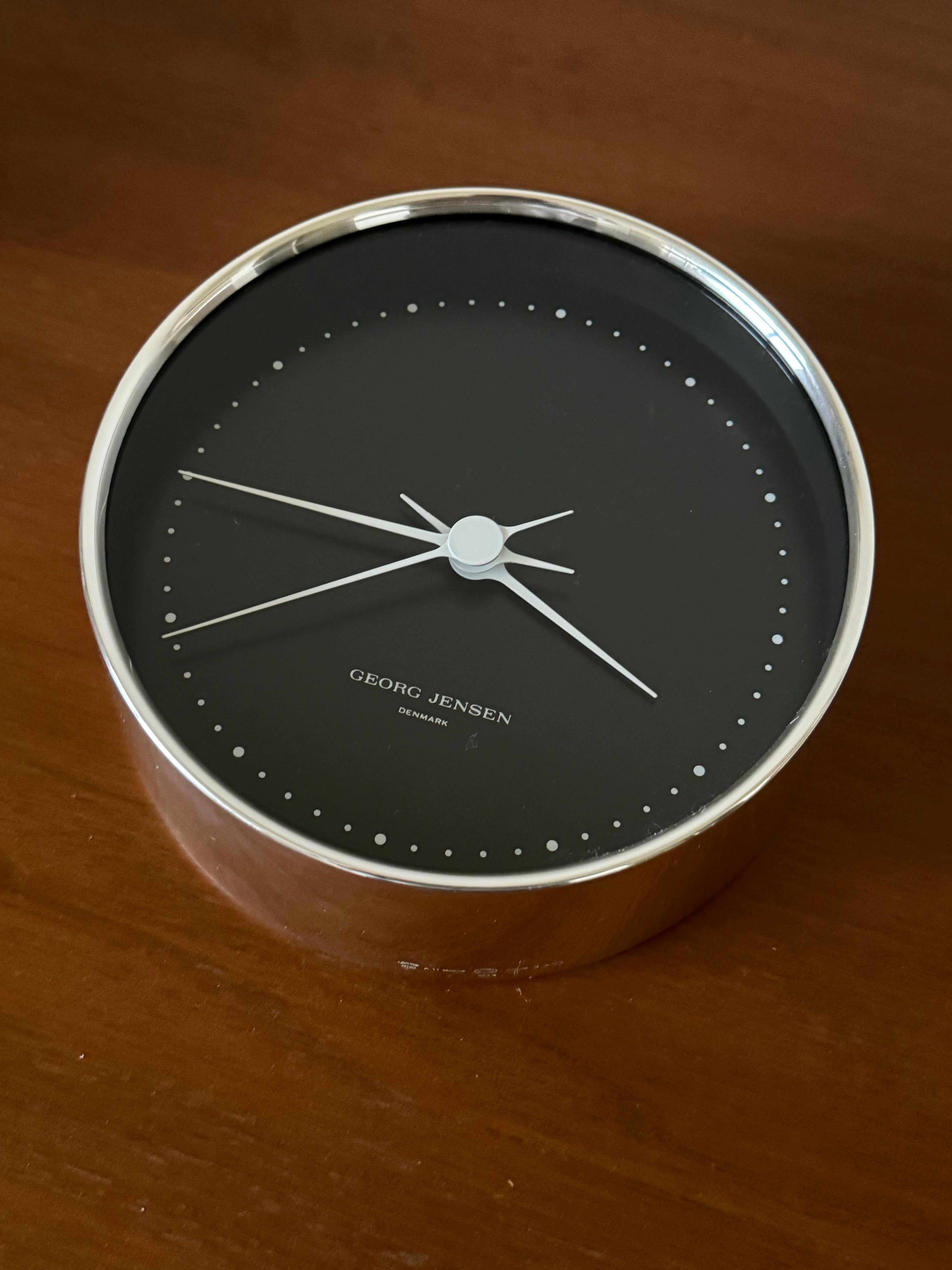 Scandinavian Modern Rare Solid Sterling Silver Wall Clock for Georg Jensen by Henning Koppel For Sale