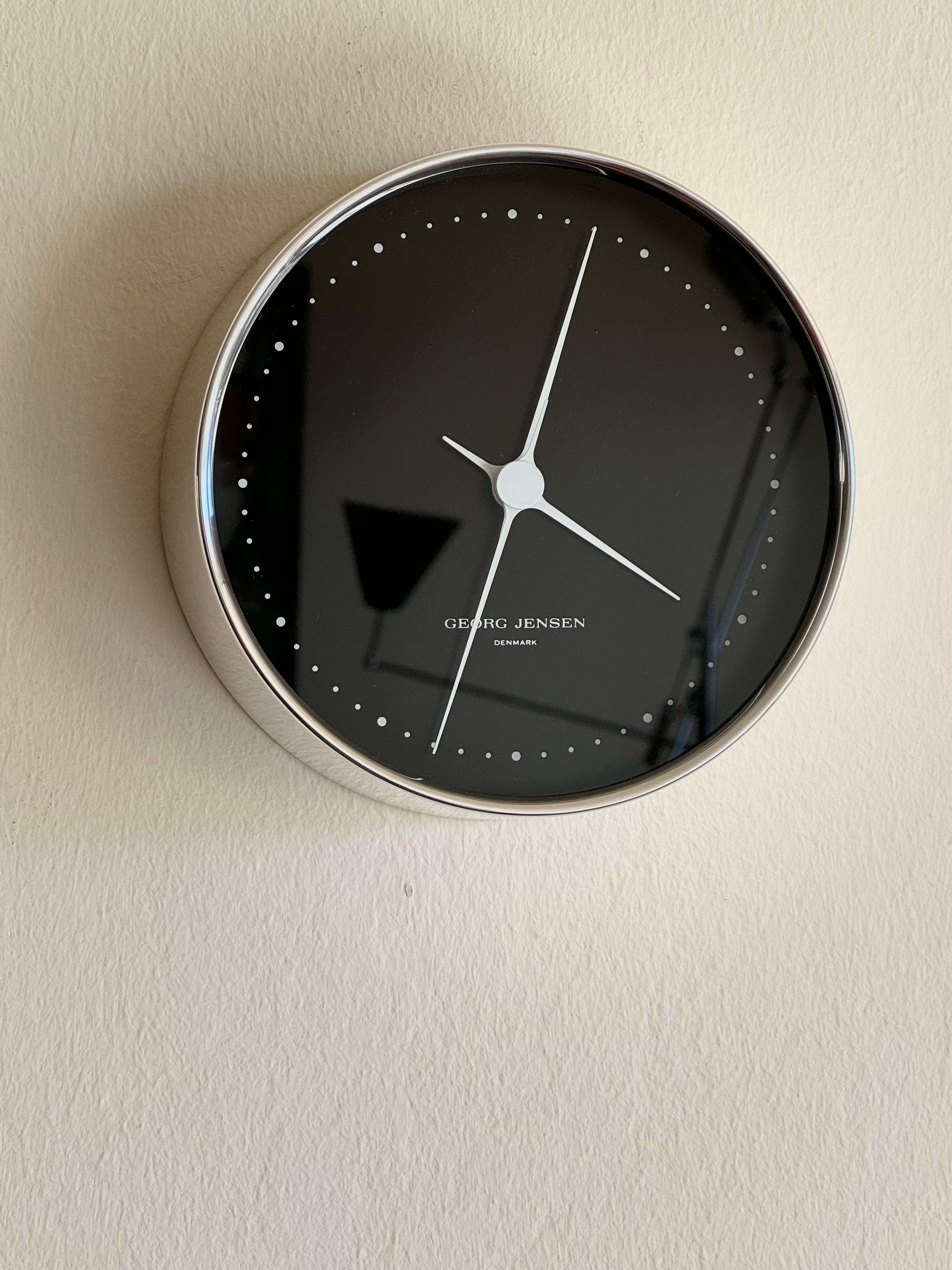 Danish Rare Solid Sterling Silver Wall Clock for Georg Jensen by Henning Koppel For Sale