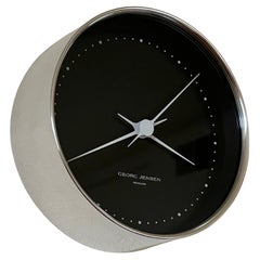Rare Solid Sterling Silver Wall Clock for Georg Jensen by Henning Koppel