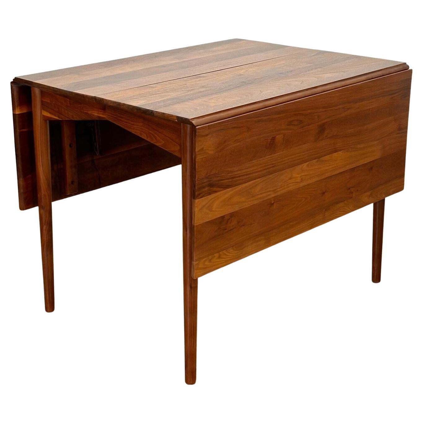 Rare Solid walnut drop leaf dining table For Sale at 1stDibs