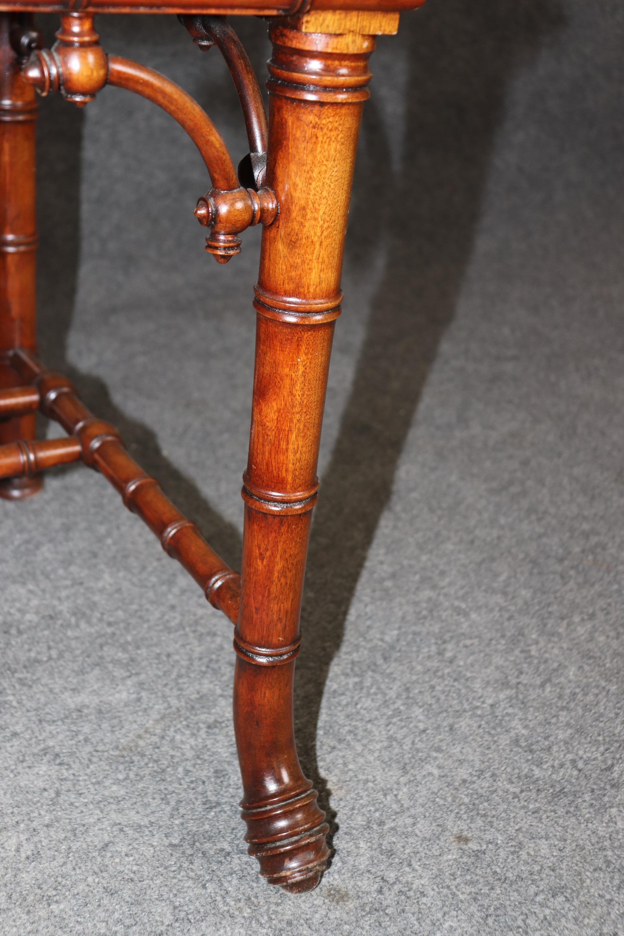 Rare Solid Walnut Faux Bamboo R.J. Horner Attributed Ladies Vanity with Mirror 4