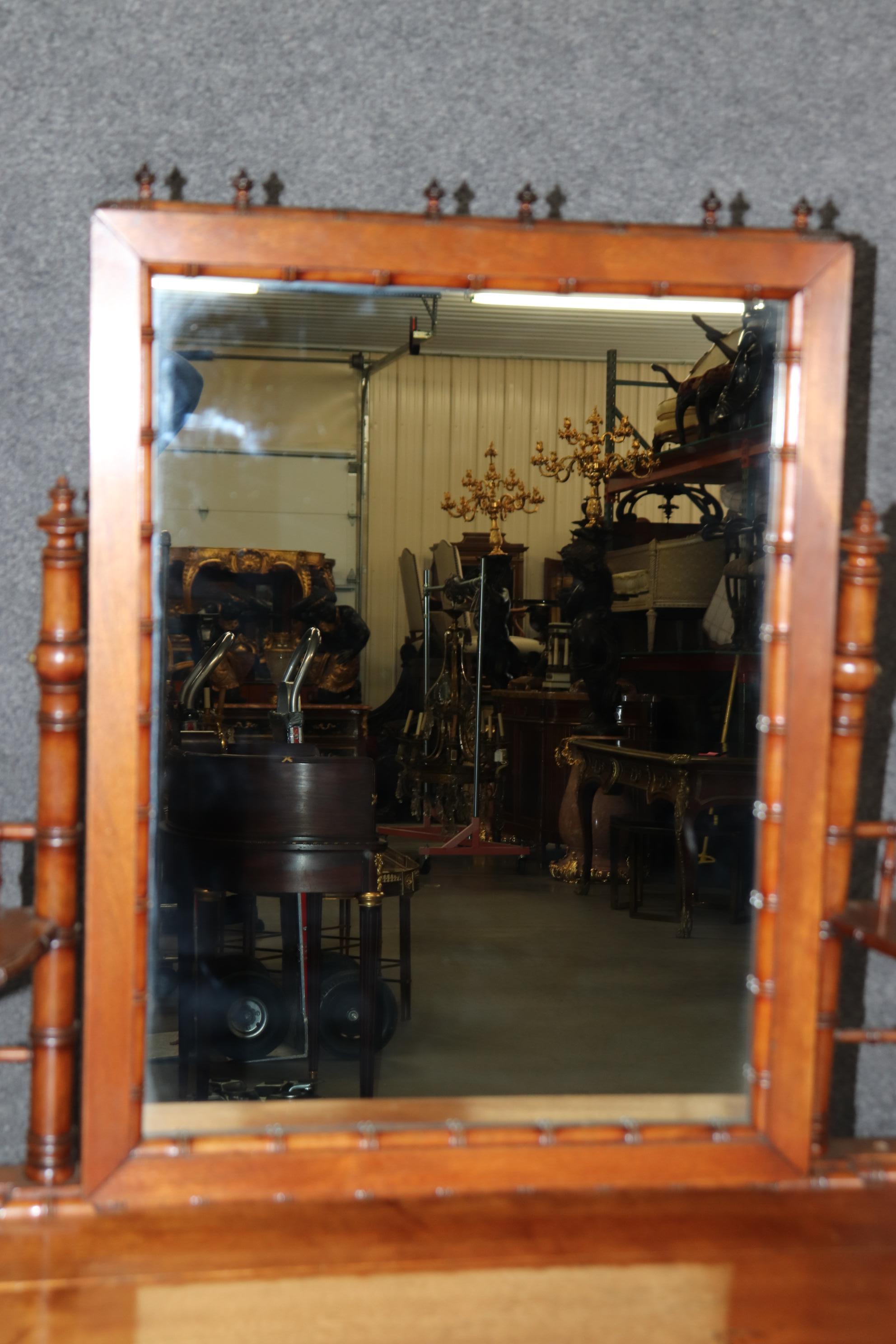 Late 19th Century Rare Solid Walnut Faux Bamboo R.J. Horner Attributed Ladies Vanity with Mirror