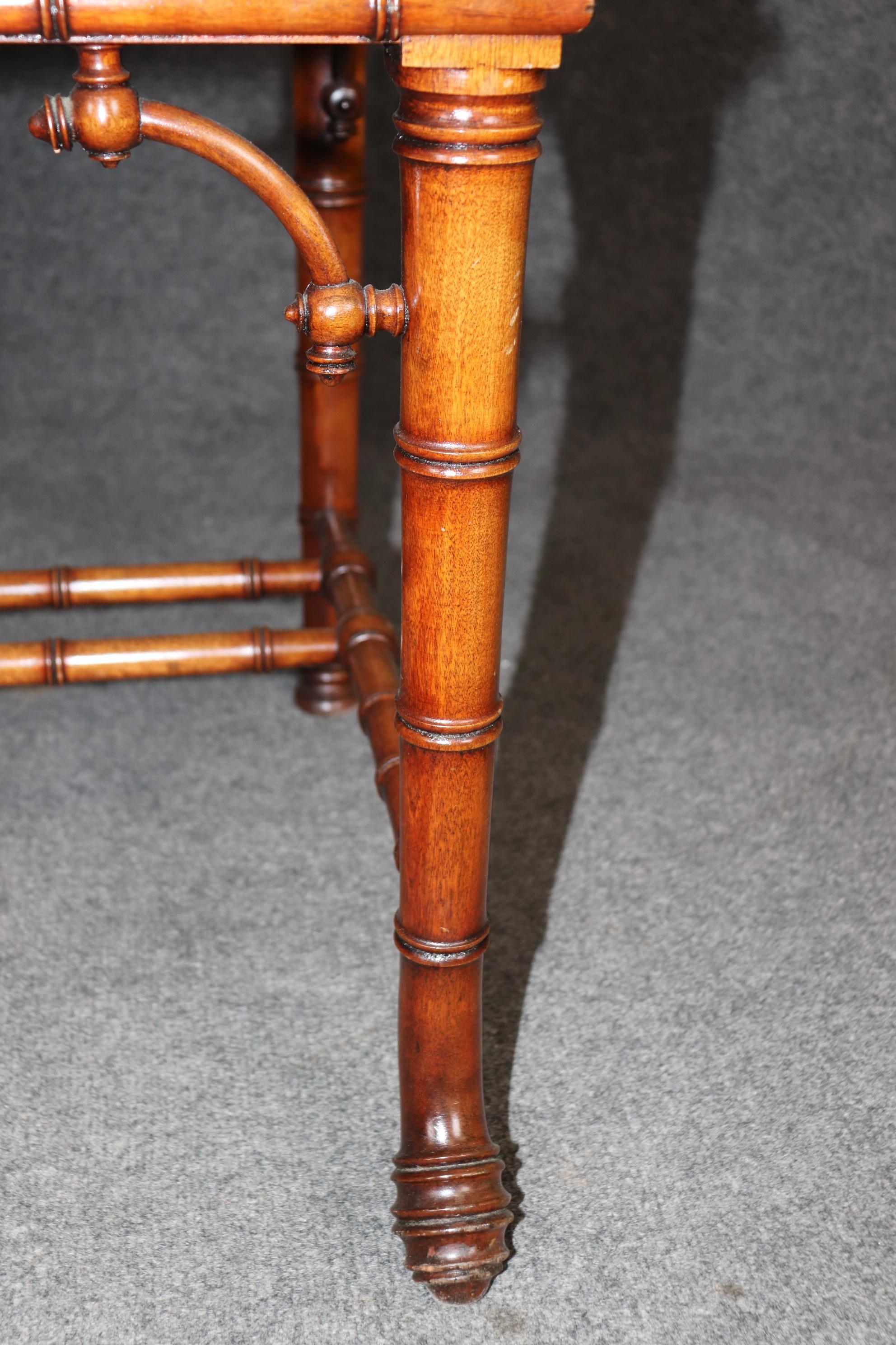 Rare Solid Walnut Faux Bamboo R.J. Horner Attributed Ladies Vanity with Mirror 3