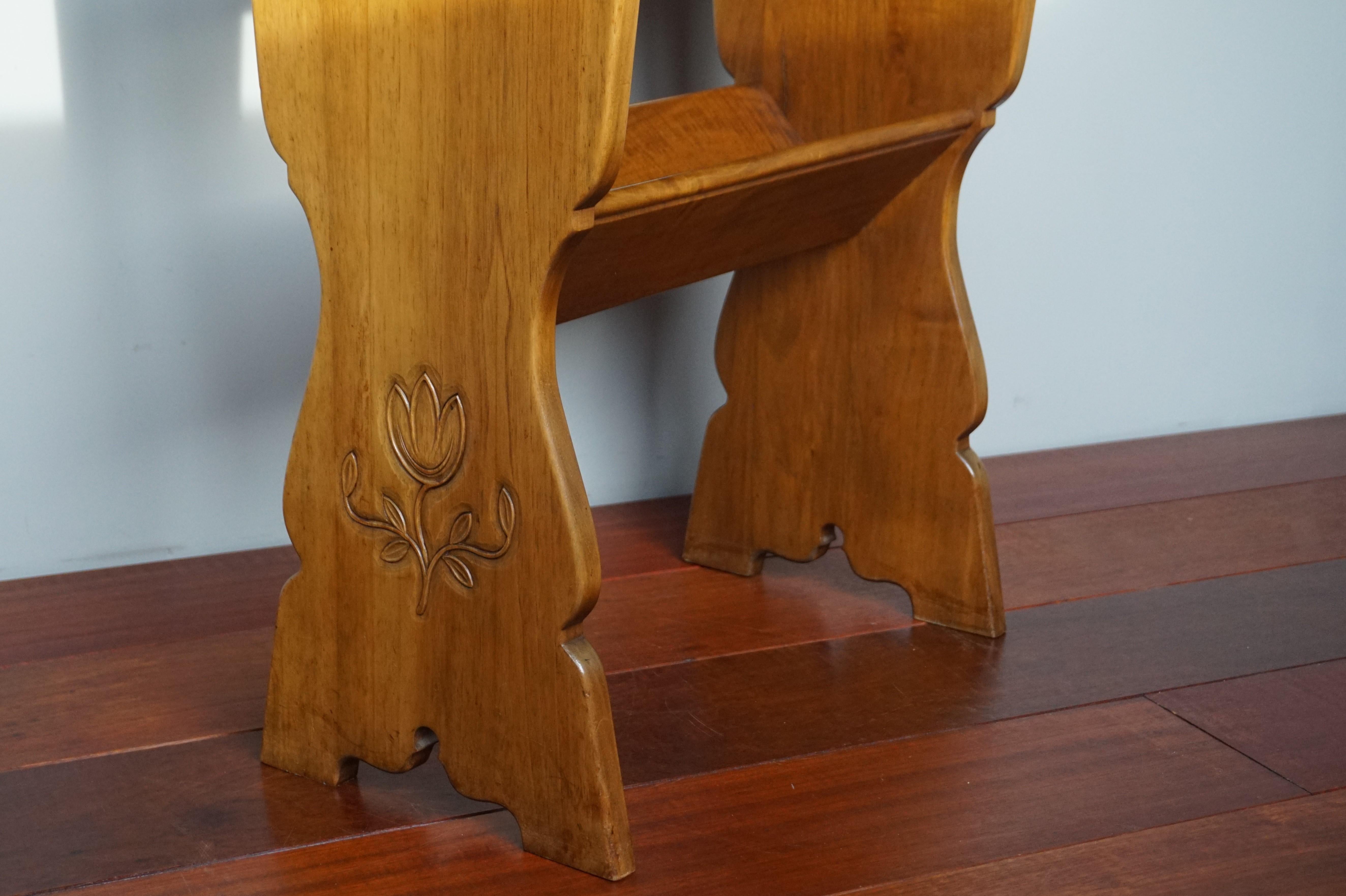 Rare Solid Wood Arts & Crafts End or Side Table with Book Trough / Books Rack 3