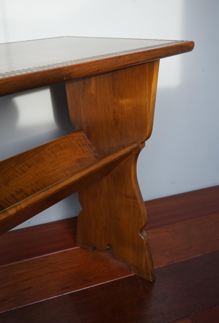 Rare Solid Wood Arts and Crafts End or Side Table with Book Trough