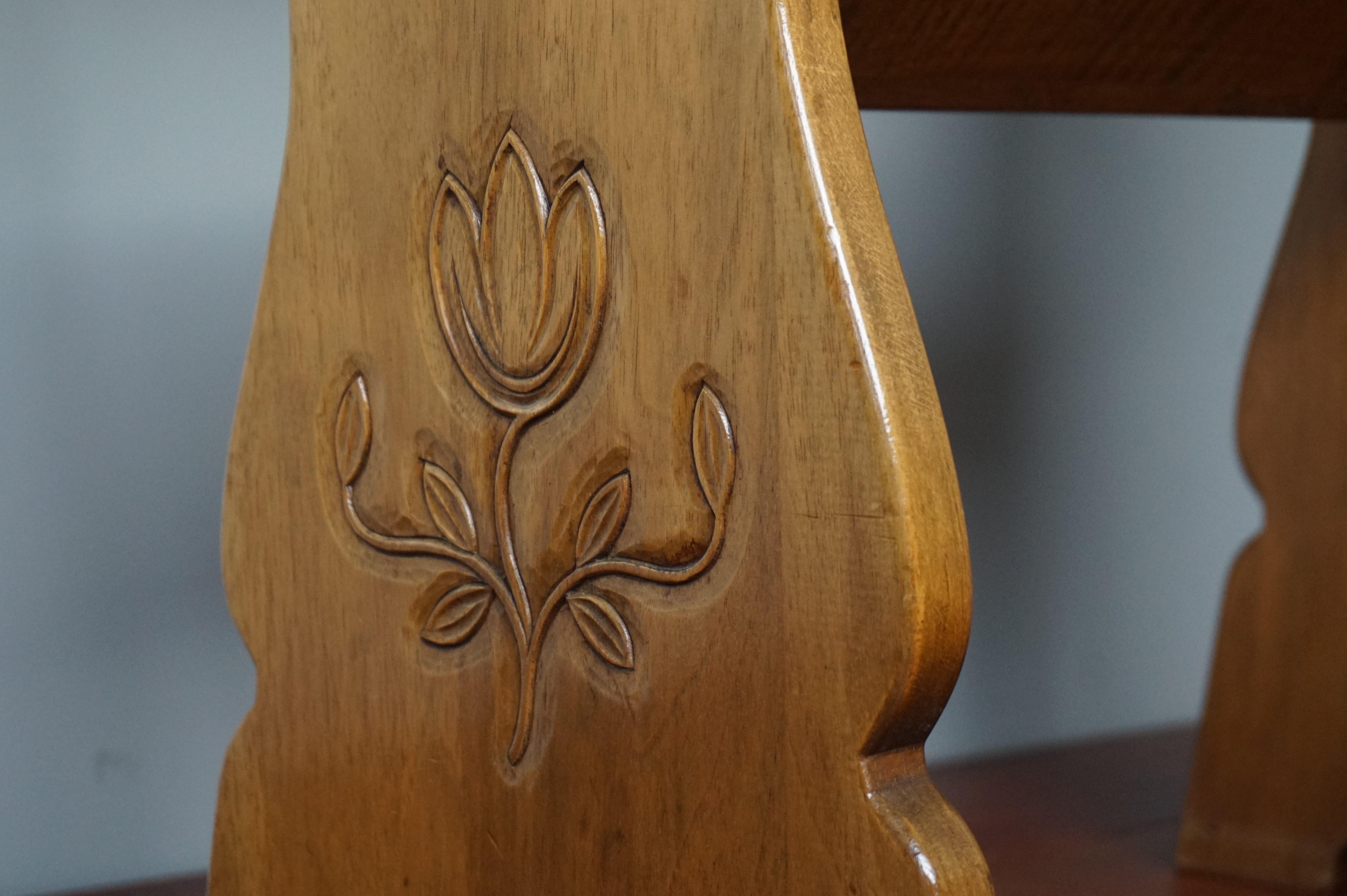Rare Solid Wood Arts & Crafts End or Side Table with Book Trough / Books Rack 9
