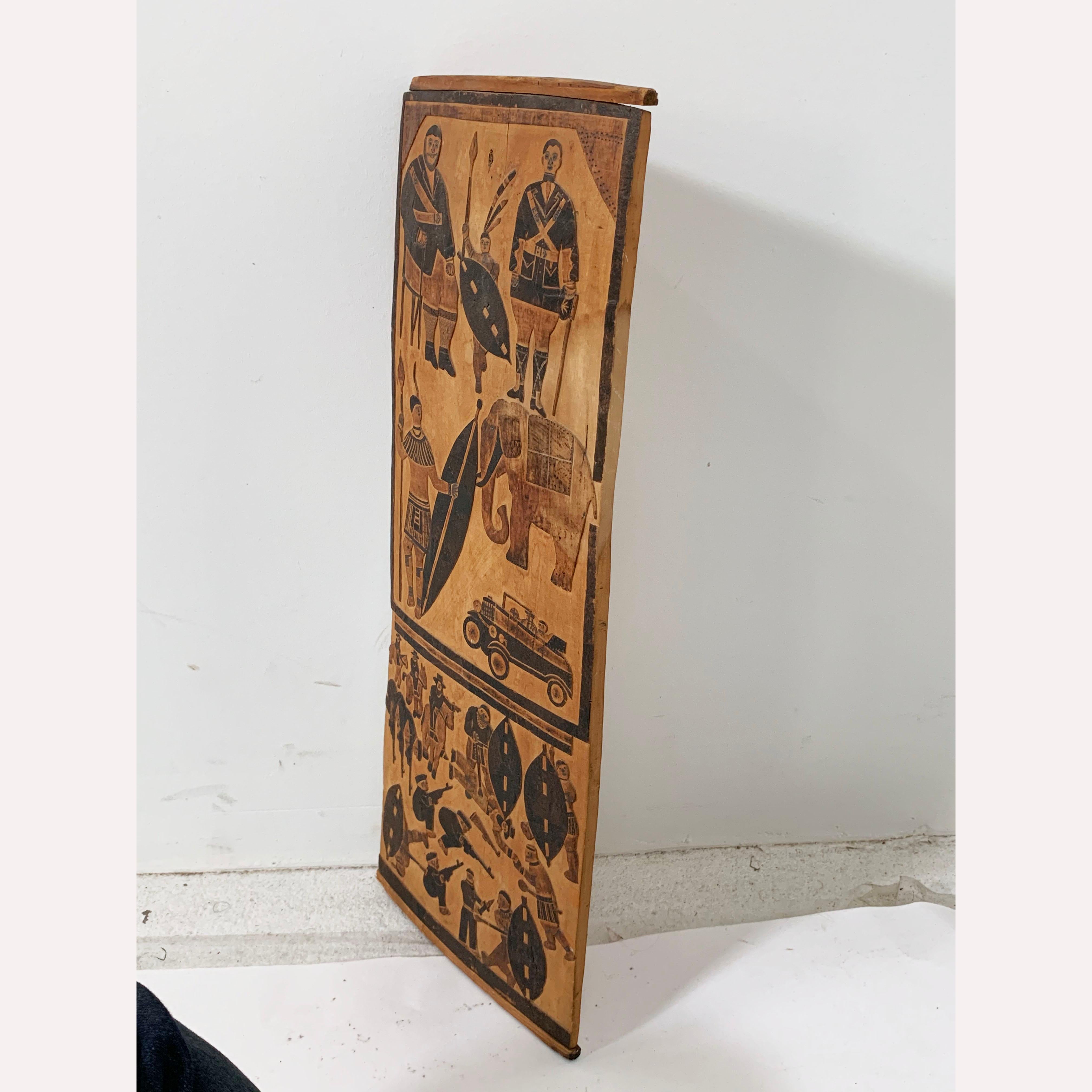 Rare South African Folk Art Carved Storyboard Panel, circa 1930s 3