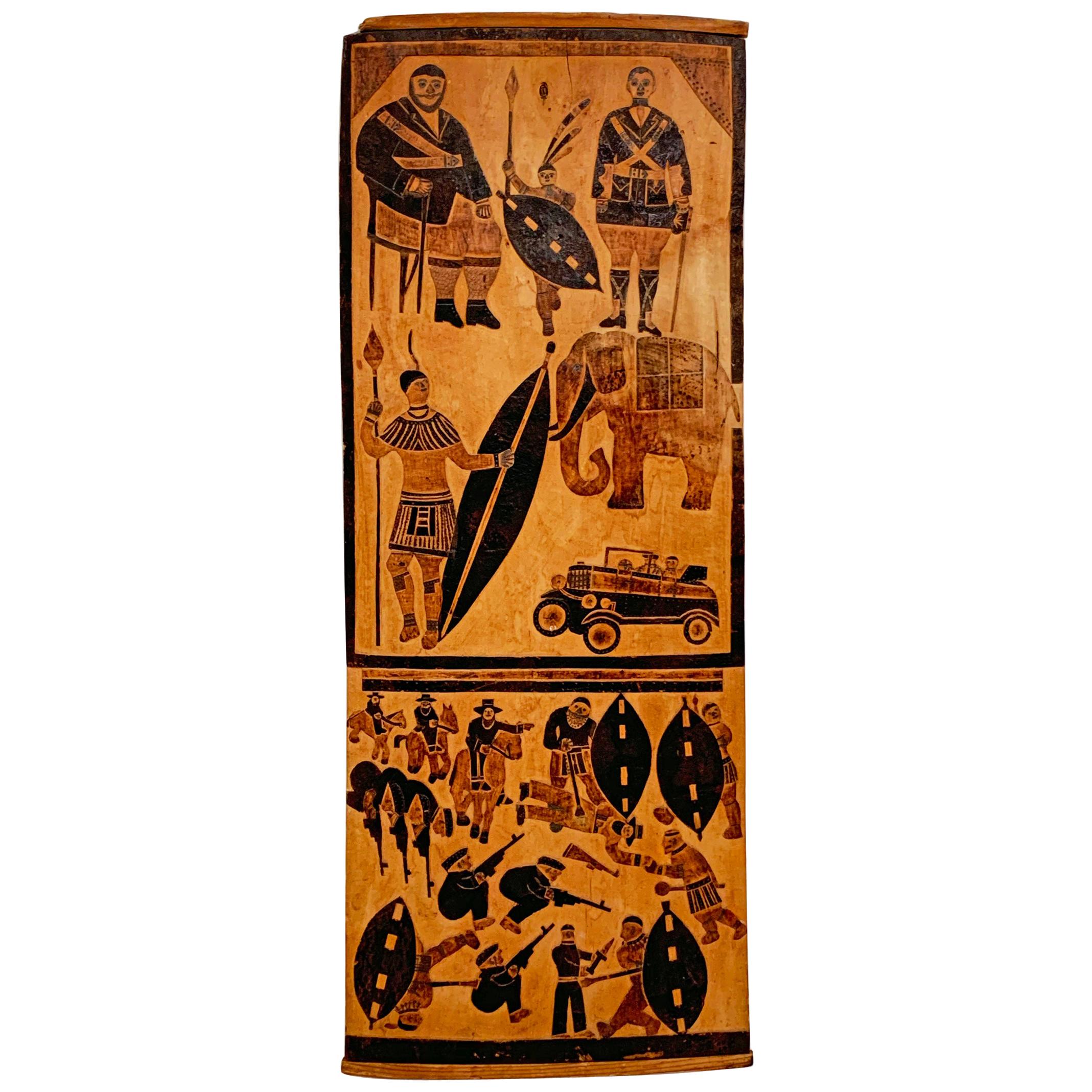 Rare South African Folk Art Carved Storyboard Panel, circa 1930s