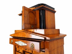 Rare South German Biedermeier Secretary Cabinet with Hat Box Superstructure