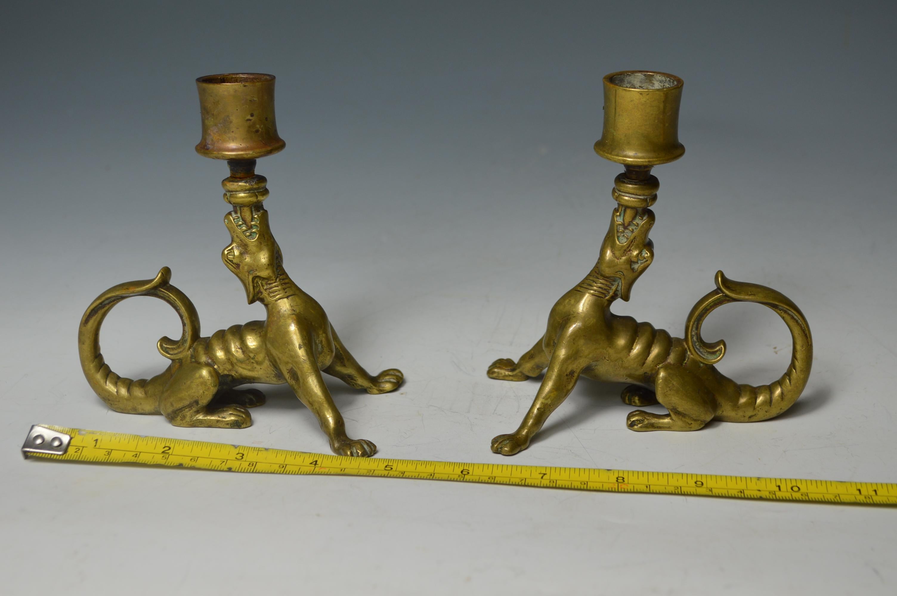 Rare antique Mythological Animal Candle holders 18th Century  interior design  For Sale 2
