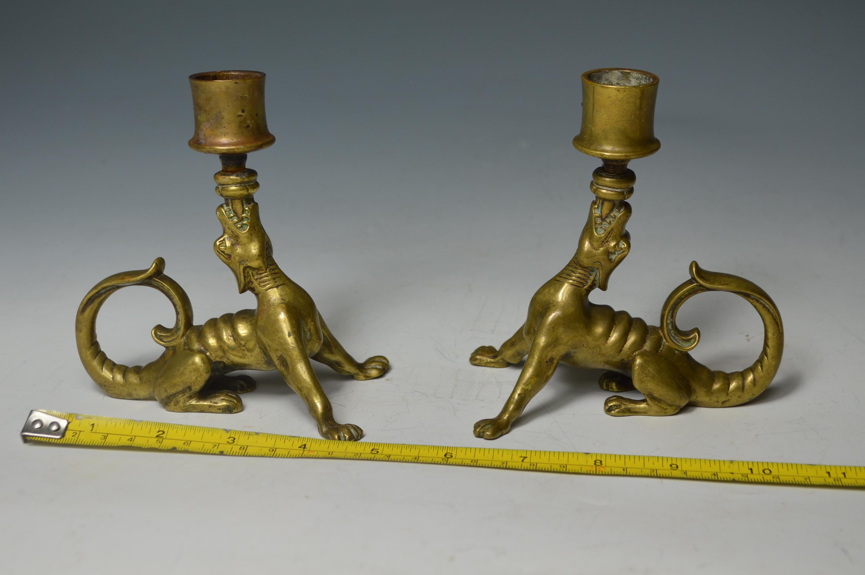 Rare antique Mythological Animal Candle holders 18th Century  interior design For Sale 2