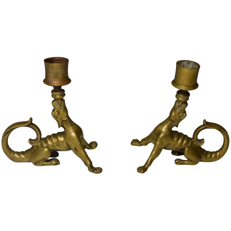 Rare antique Mythological Animal Candle holders 18th Century  interior design  For Sale