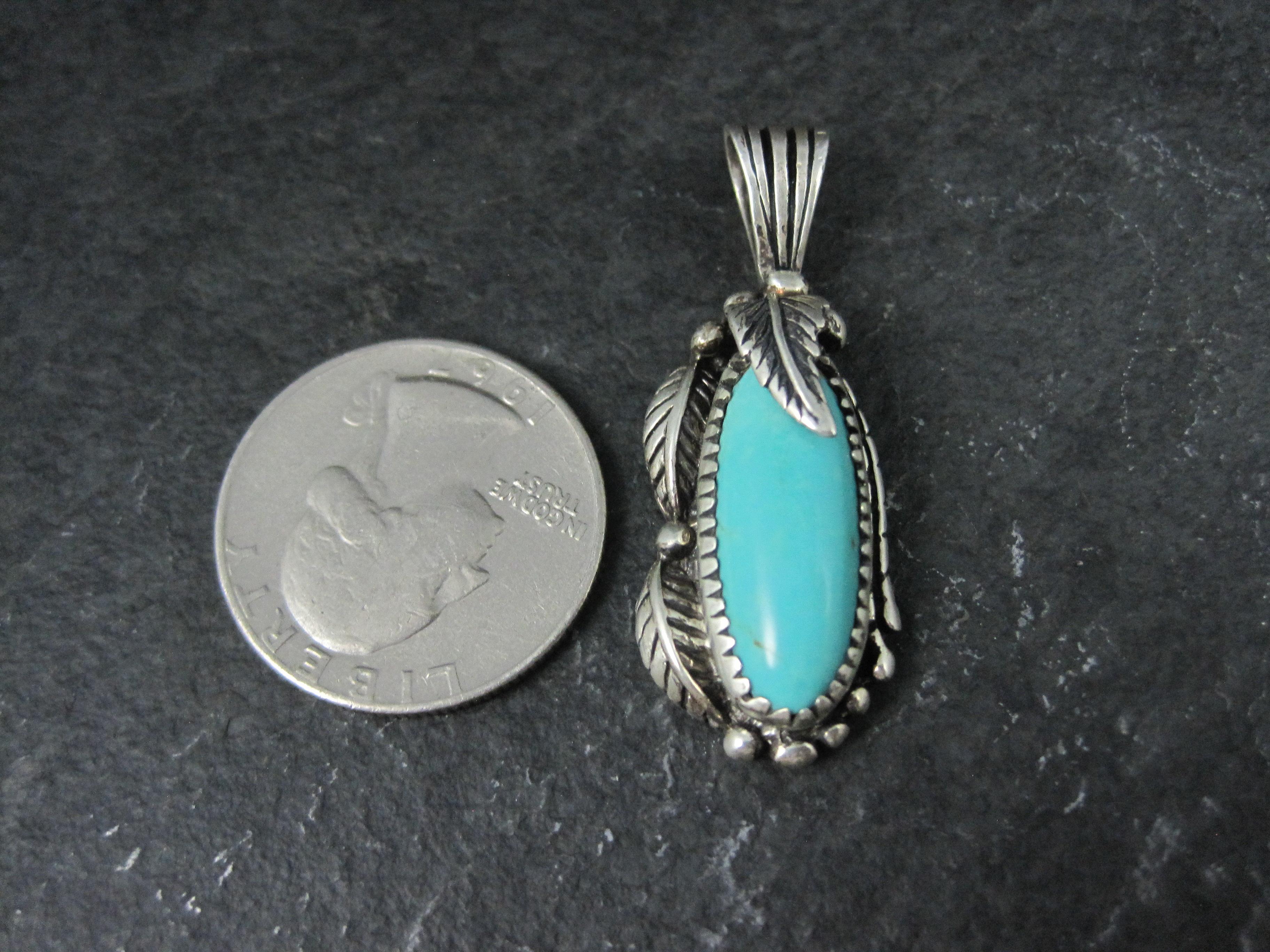 Raro ciondolo a forma di piuma di turchese in sterling del sud-ovest di Carol Felley in vendita 7