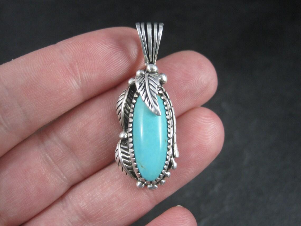 Raro ciondolo a forma di piuma di turchese in sterling del sud-ovest di Carol Felley in vendita 1