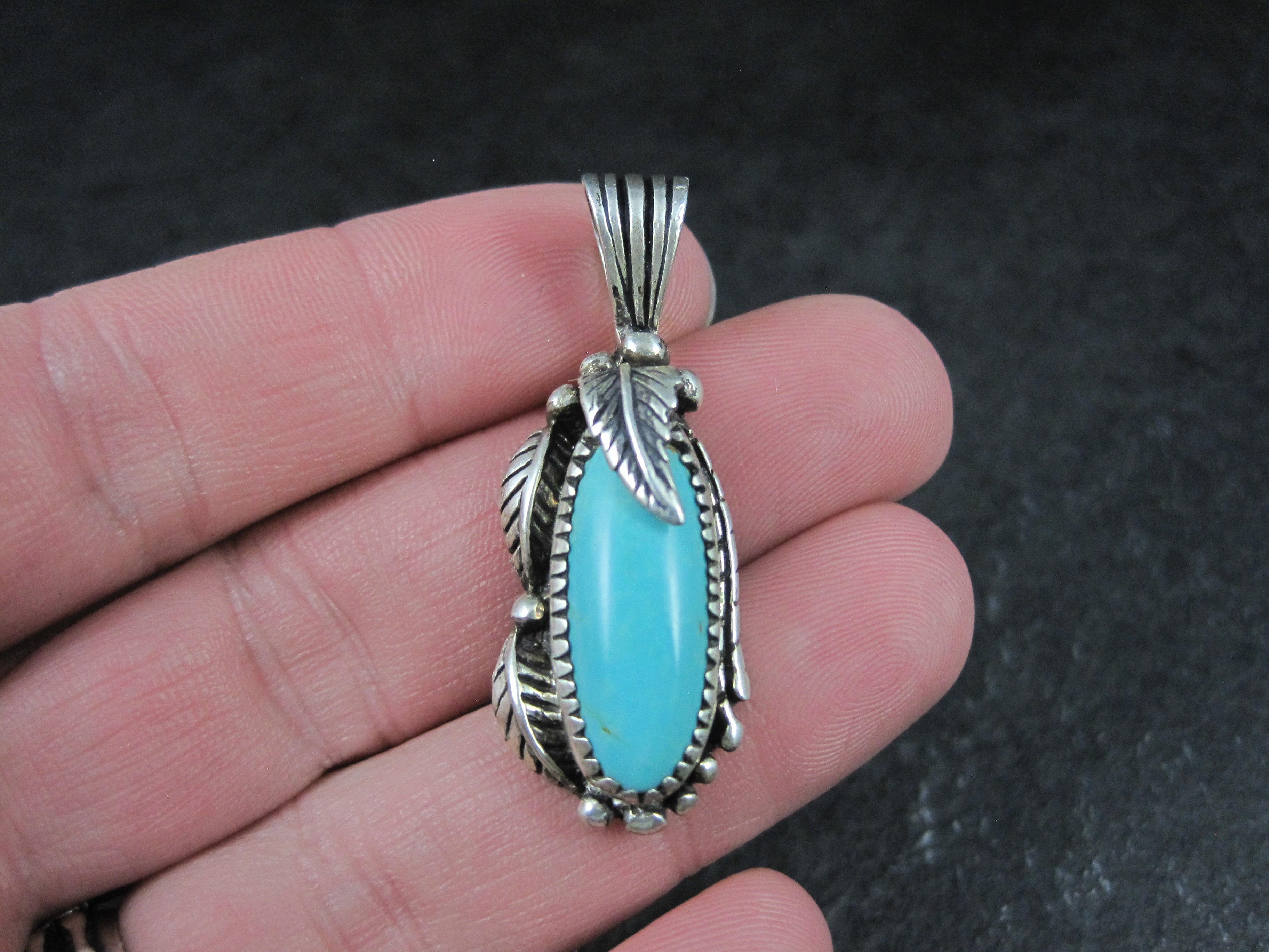 Raro ciondolo a forma di piuma di turchese in sterling del sud-ovest di Carol Felley in vendita 4