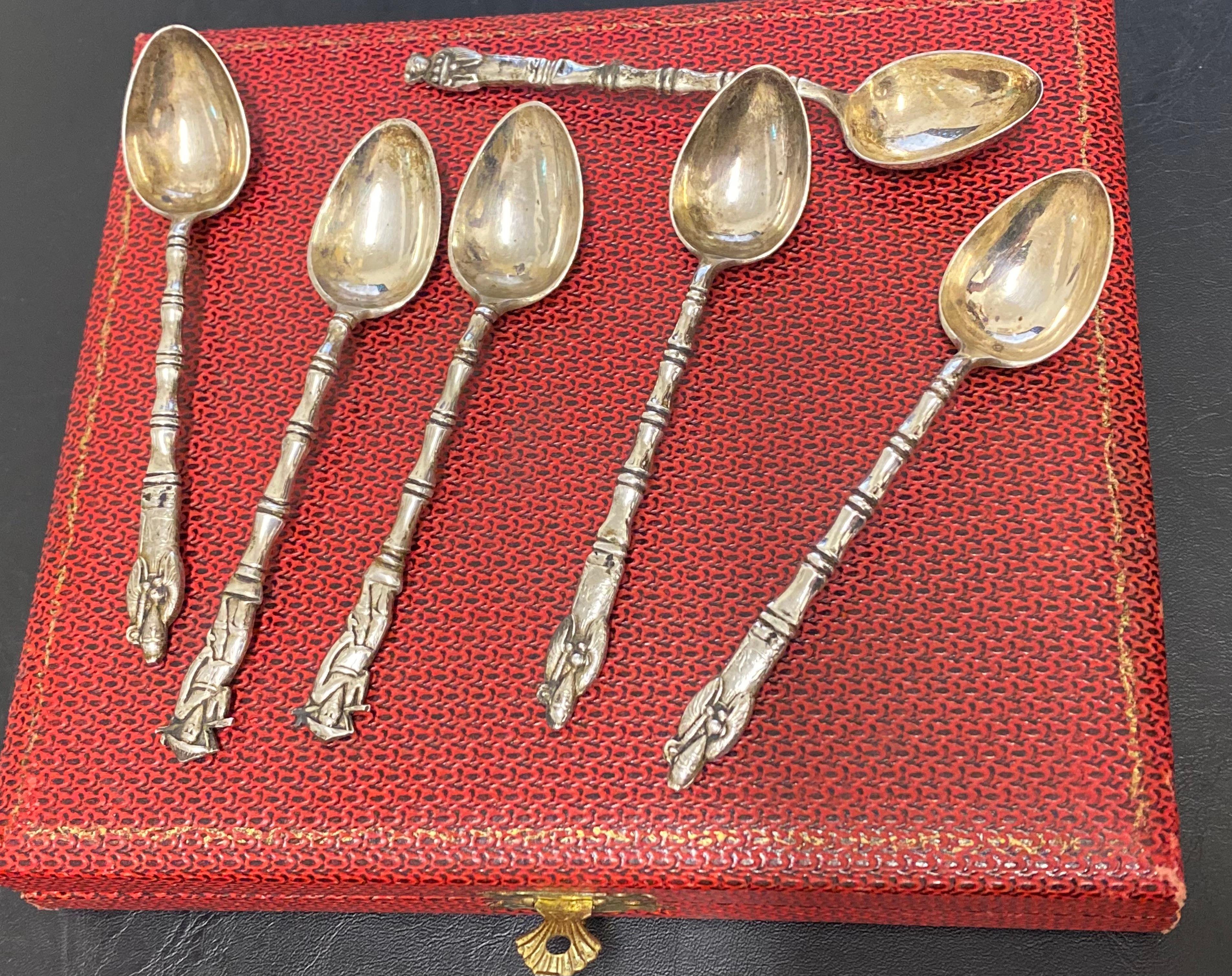 Rare Soviet 875 Silver Set of Tea Spoons (x 6), Chinois Style (Bamboo) 84gr. In Excellent Condition For Sale In MELBOURNE, AU