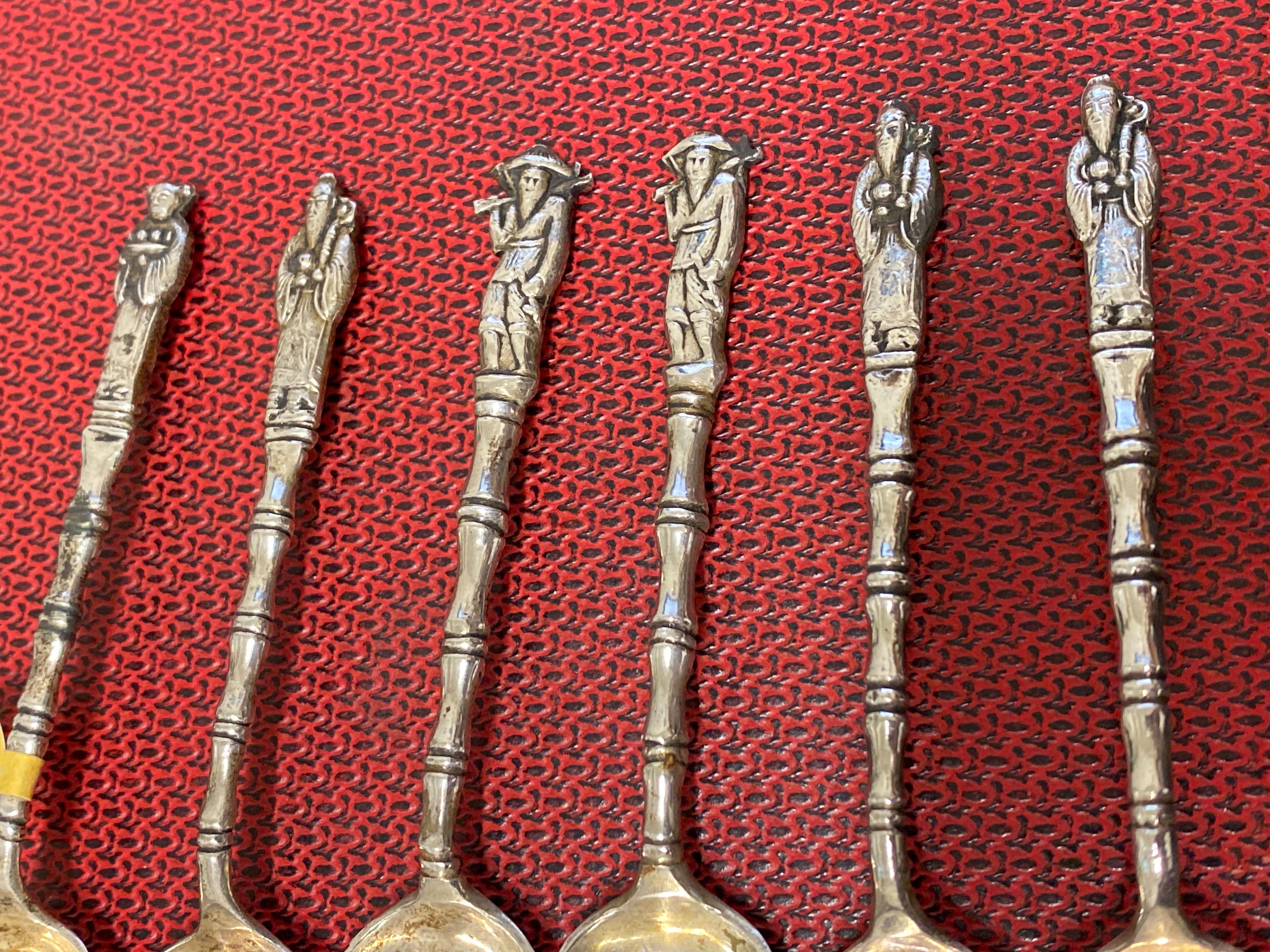 Rare Soviet 875 Silver Set of Tea Spoons (x 6), Chinois Style (Bamboo) 84gr. For Sale 1
