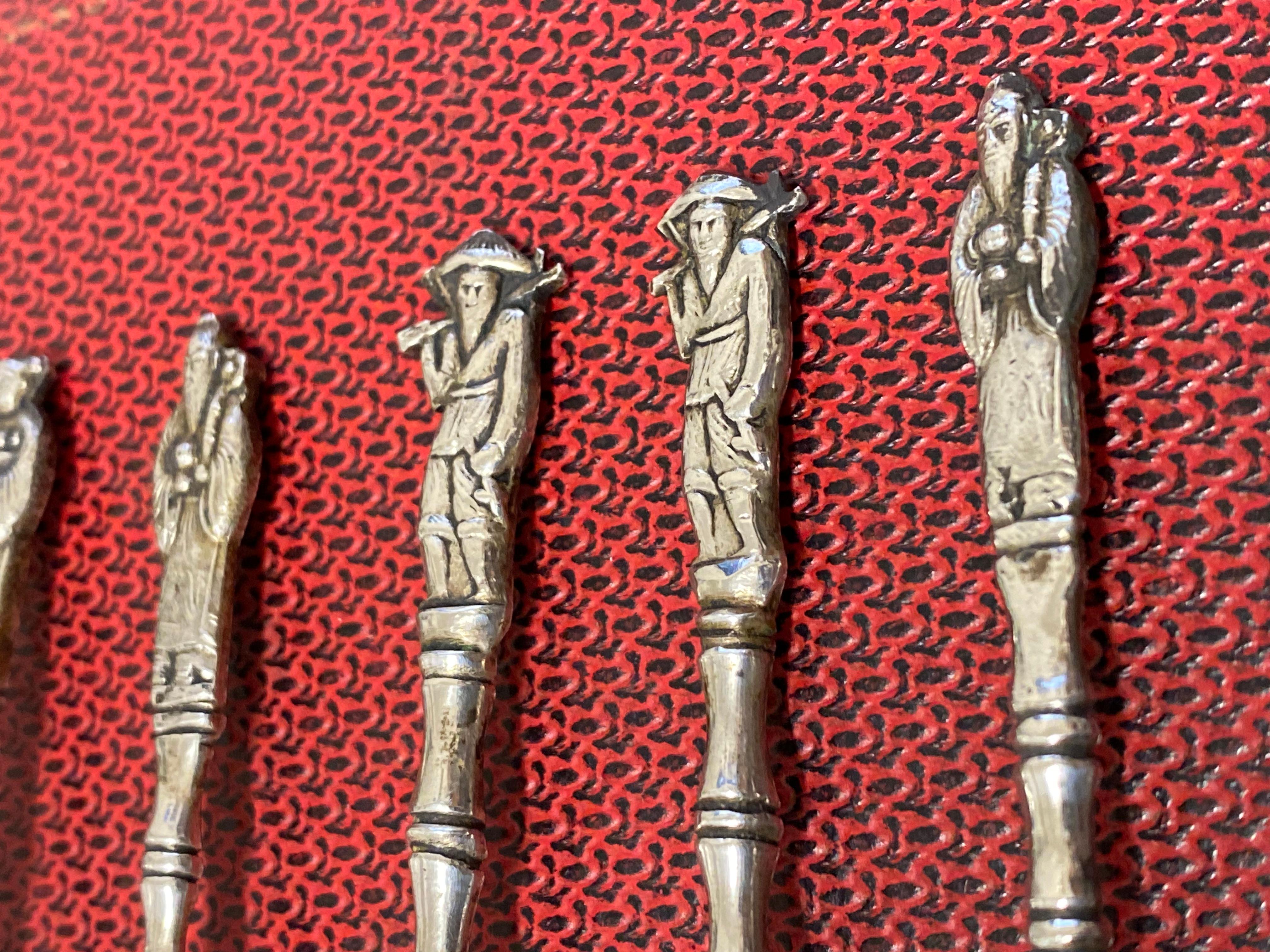 Rare Soviet 875 Silver Set of Tea Spoons (x 6), Chinois Style (Bamboo) 84gr. For Sale 2