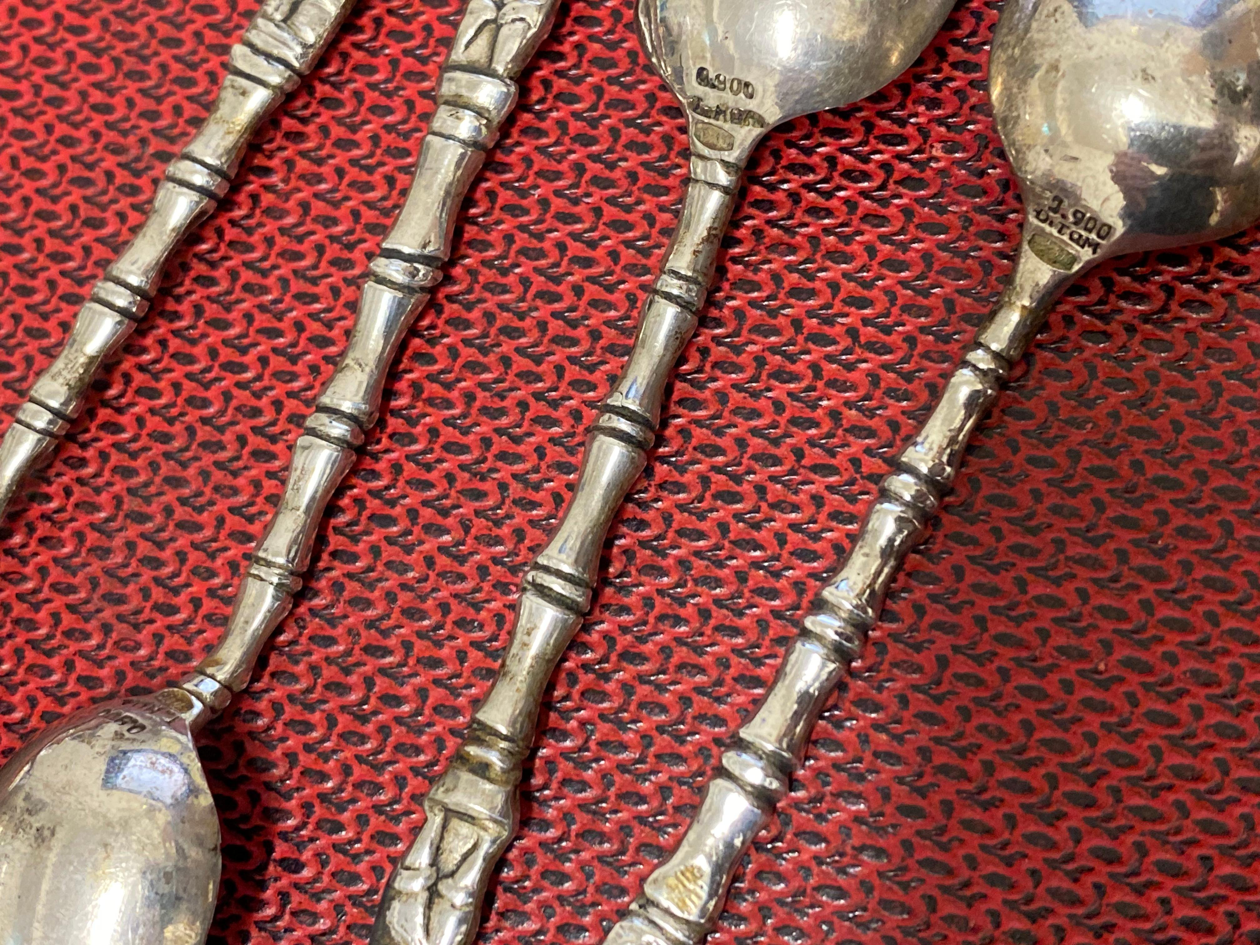 Rare Soviet 875 Silver Set of Tea Spoons (x 6), Chinois Style (Bamboo) 84gr. For Sale 3