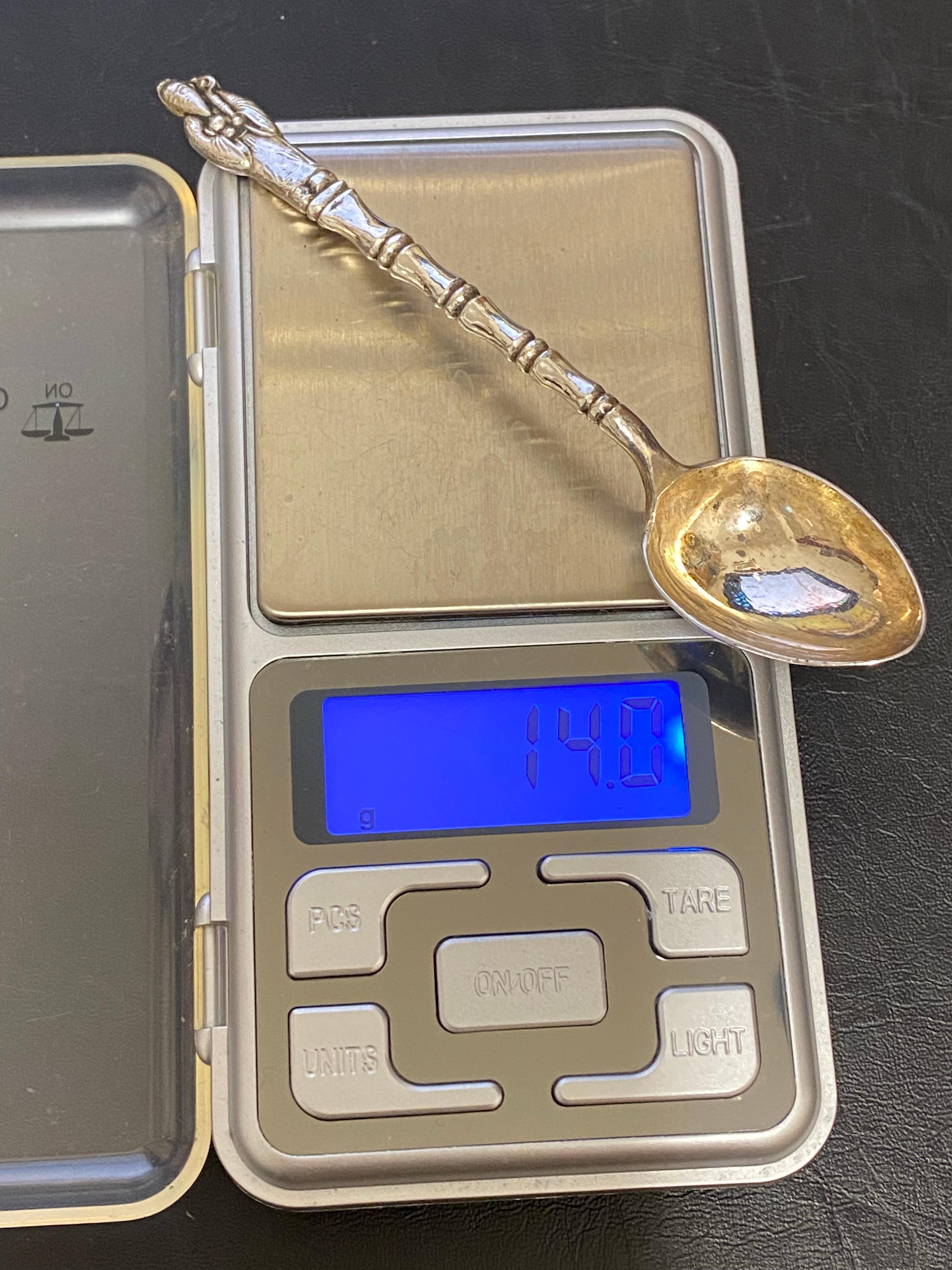 Rare Soviet 875 Silver Set of Tea Spoons (x 6), Chinois Style (Bamboo) 84gr. For Sale 4