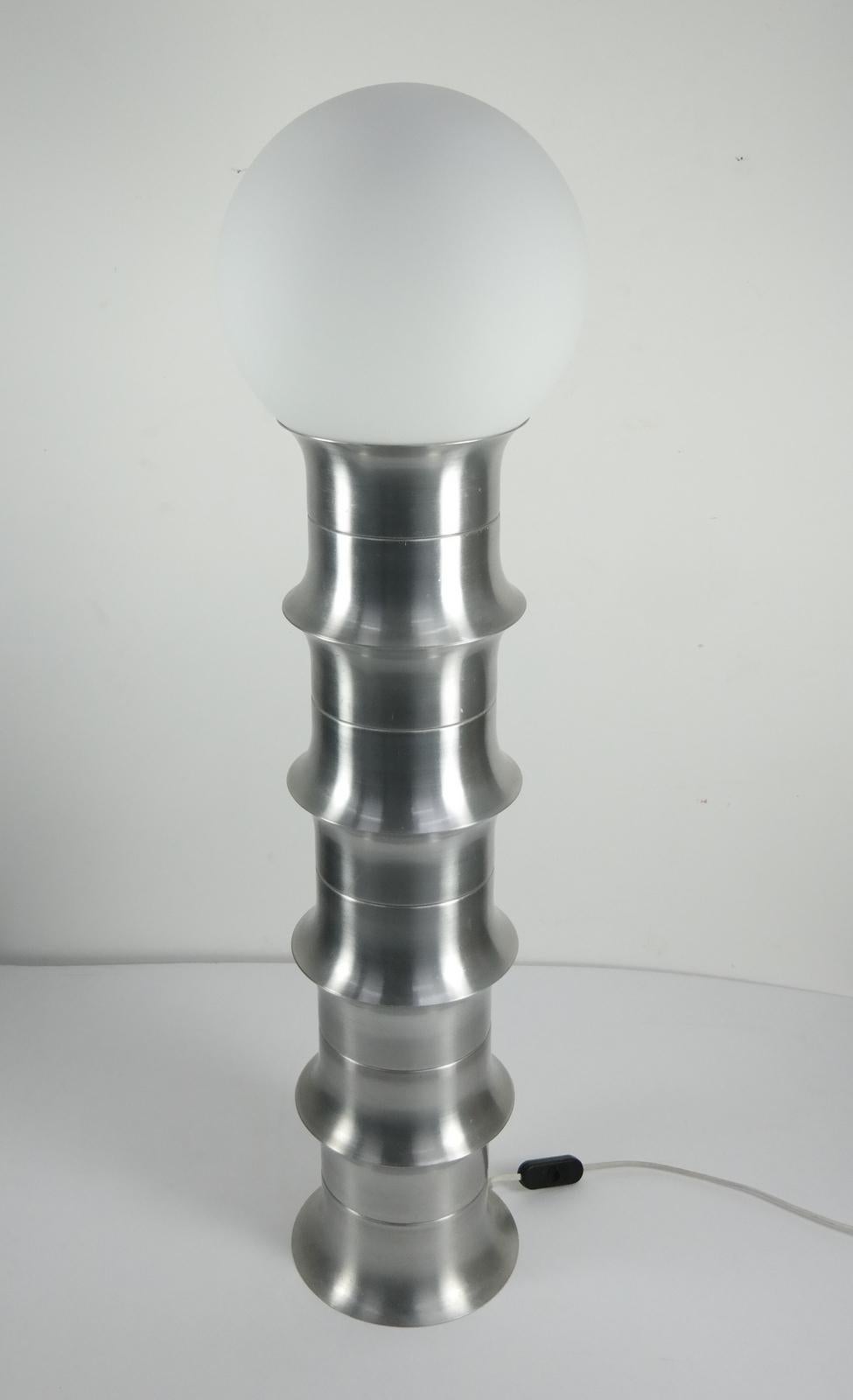 Space Age aluminum design floor lamp, signed 