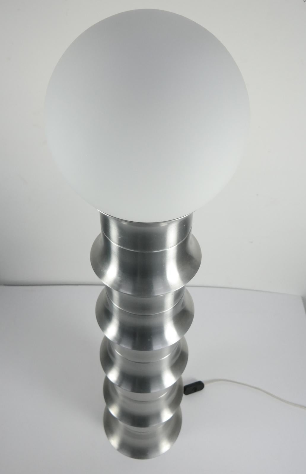 Late 20th Century Rare Space Age Aluminum Designer Floor Lamp, Signed 