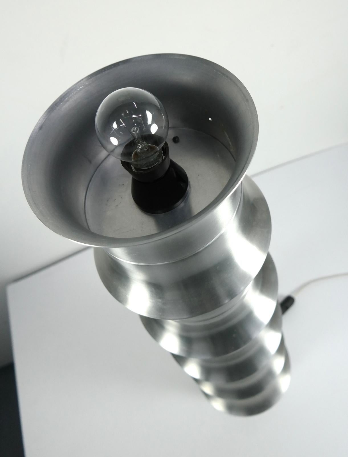 Rare Space Age Aluminum Designer Floor Lamp, Signed 