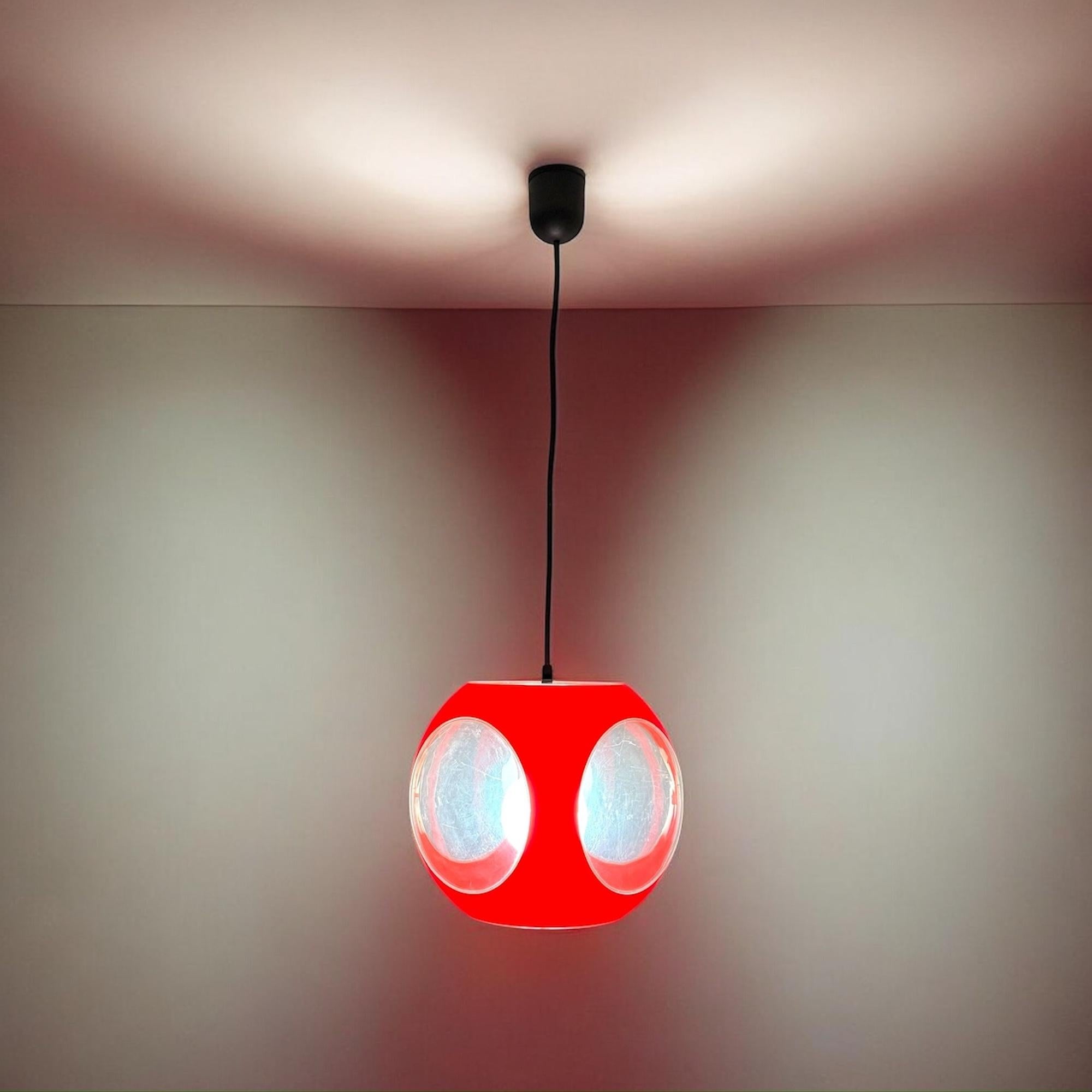 Late 20th Century Rare Space Age Bug Eye Pendant Lamp by Massive Belgium 1970s For Sale