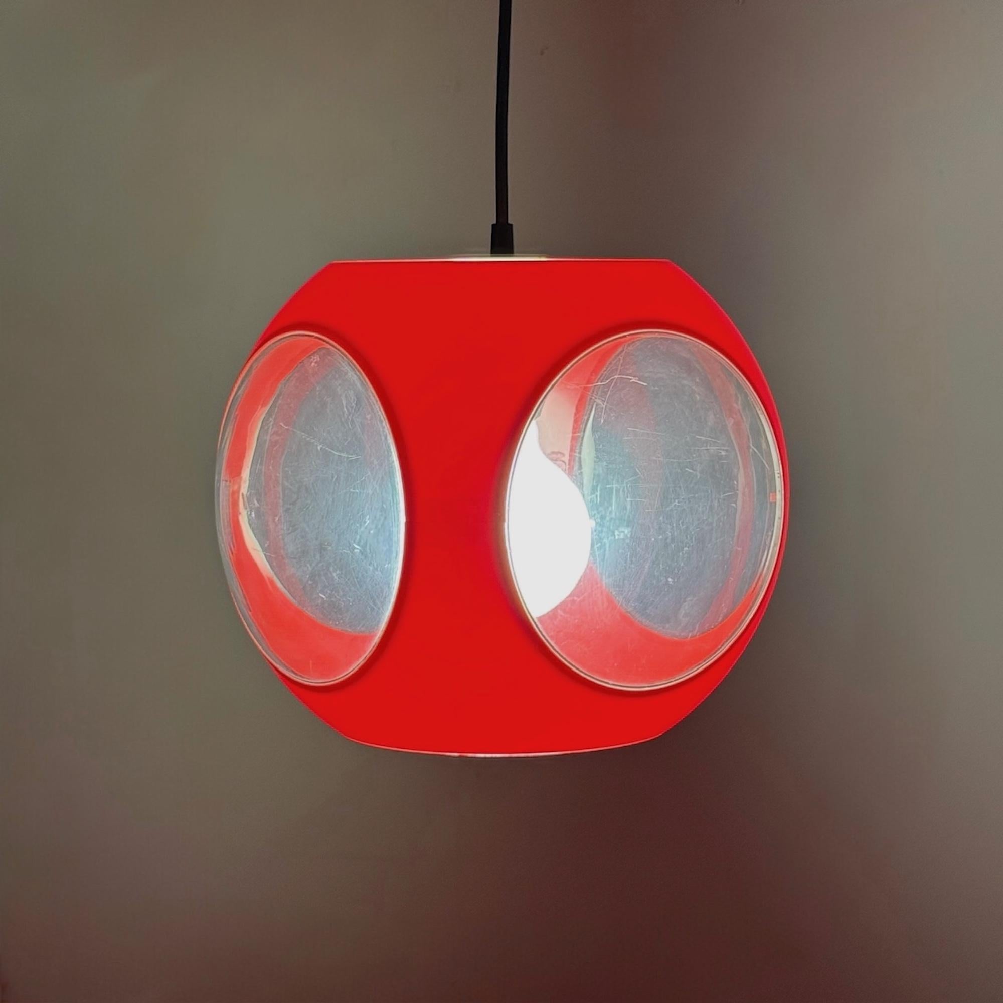 Plastic Rare Space Age Bug Eye Pendant Lamp by Massive Belgium 1970s For Sale