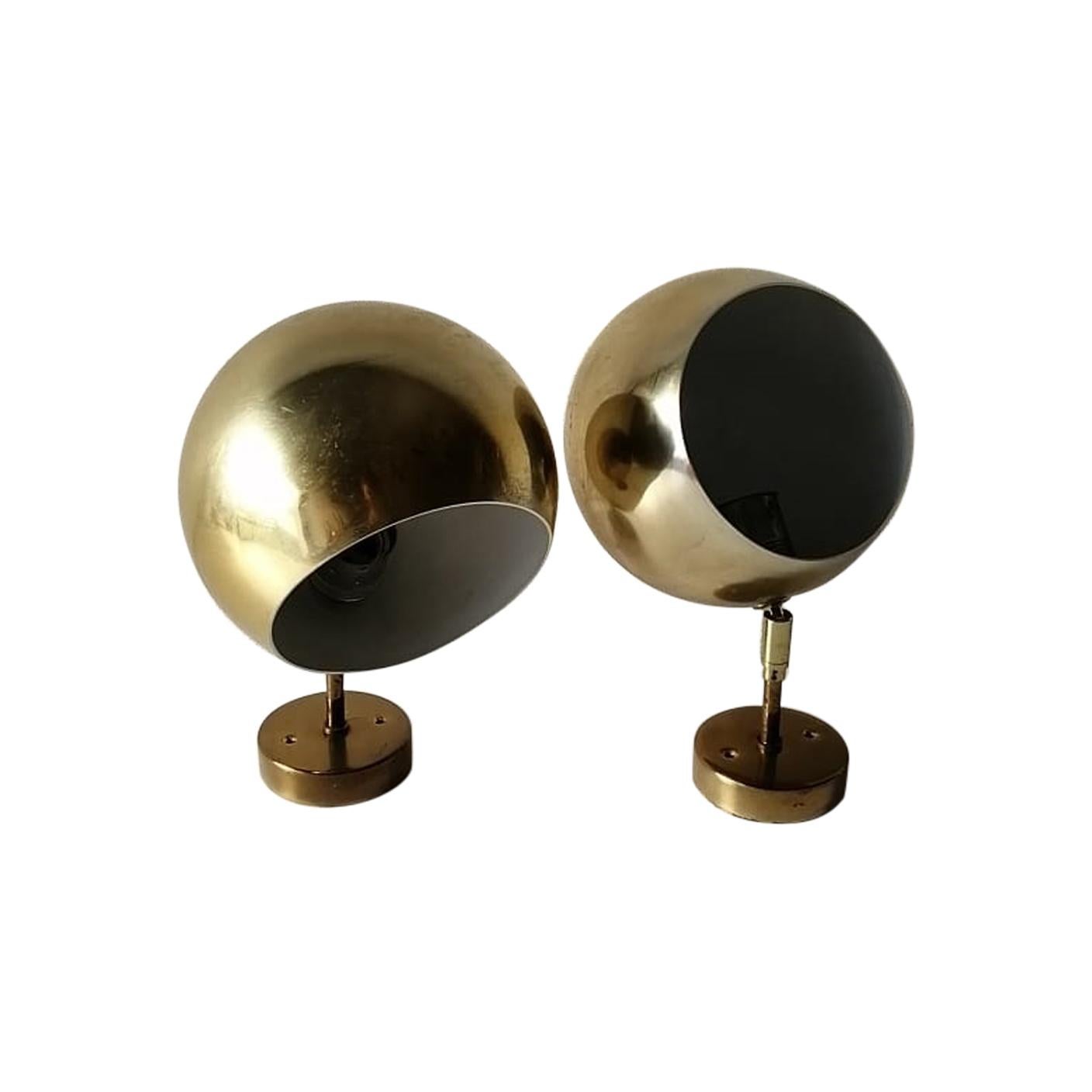 Rare Space Age Gold Metal Pair of Sconces by Cosack, 1970s, Germany