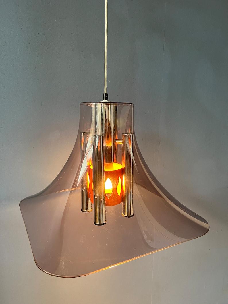 Rare Space Age Hat Pendant Lamp with Acrylic Glass Shade, 1970s In Excellent Condition For Sale In ROTTERDAM, ZH