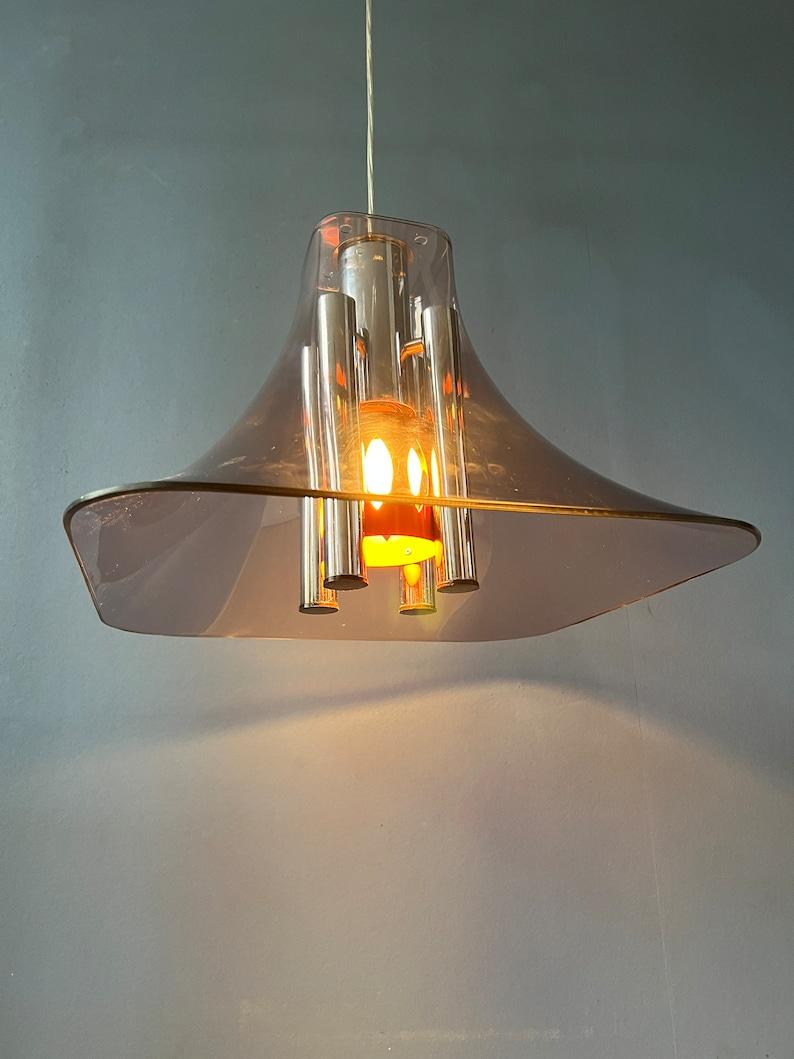 20th Century Rare Space Age Hat Pendant Lamp with Acrylic Glass Shade, 1970s For Sale