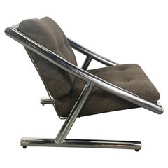 Vintage Rare Space Age, Modernist Chromed Steel Lounge Chair by Plato Ginello, Italy