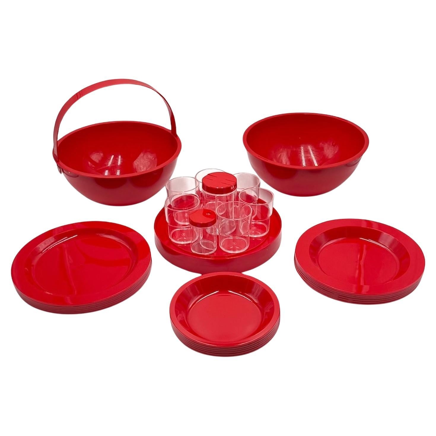 Rare Space Age Picnic Set ‘Pic Boll’ by Carlo Viglino for Guzzini, 1960s
